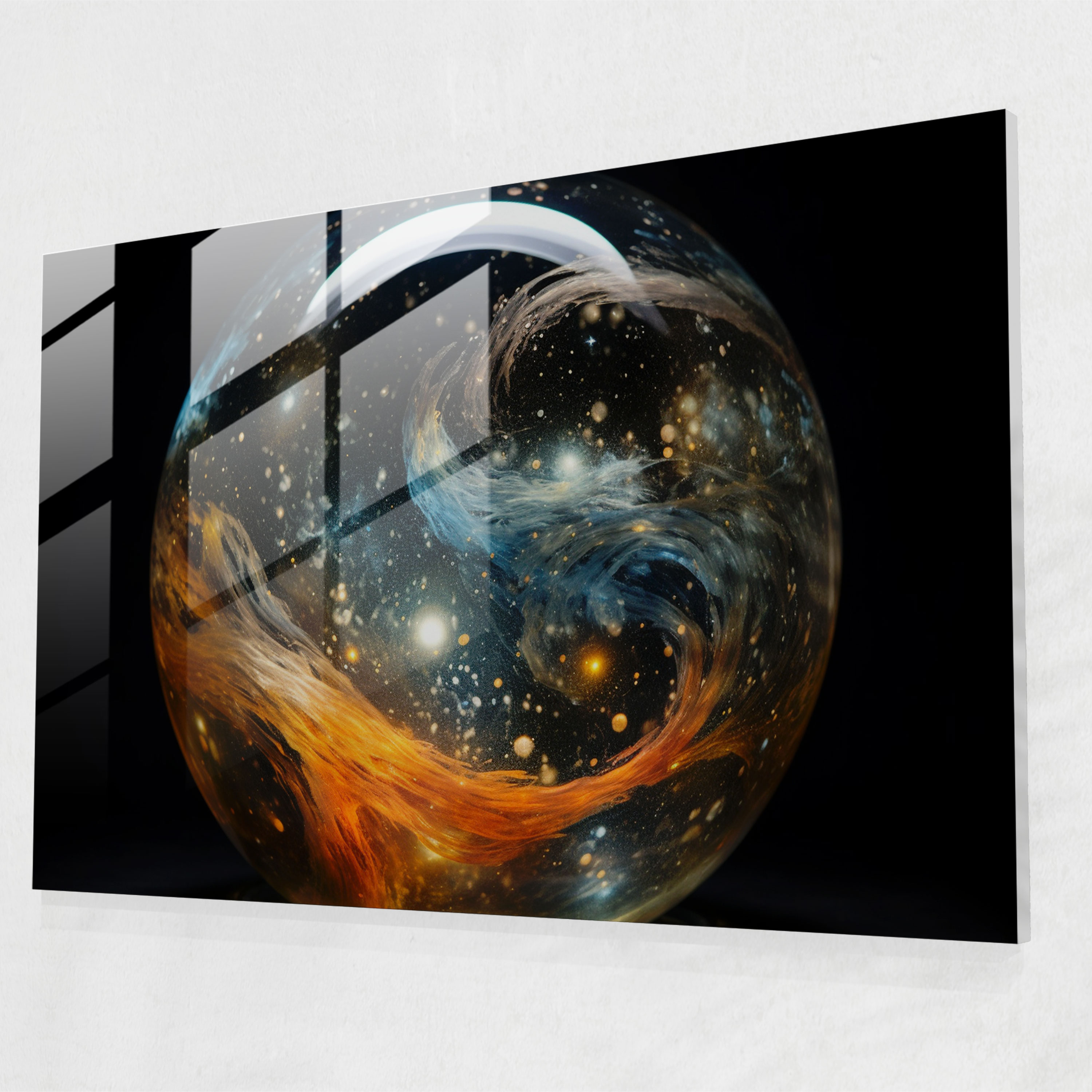 Cosmic Galaxy Glass Wall Art - Earth, Glass Art, Wall Decoration, Cosmic Clouds