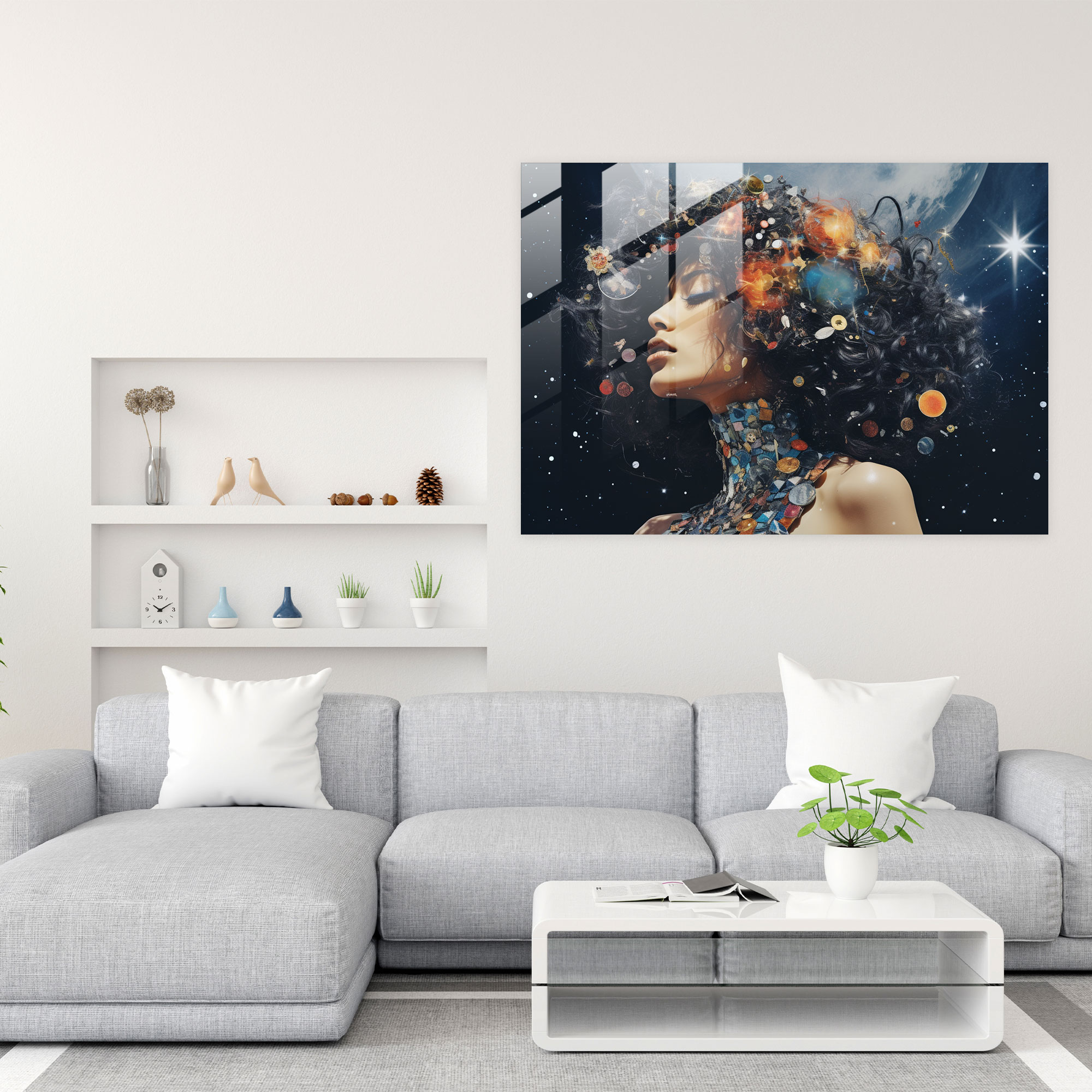 Glasbild Galaxie Wandkunst - Erde Wohnkultur Moderne Kunst