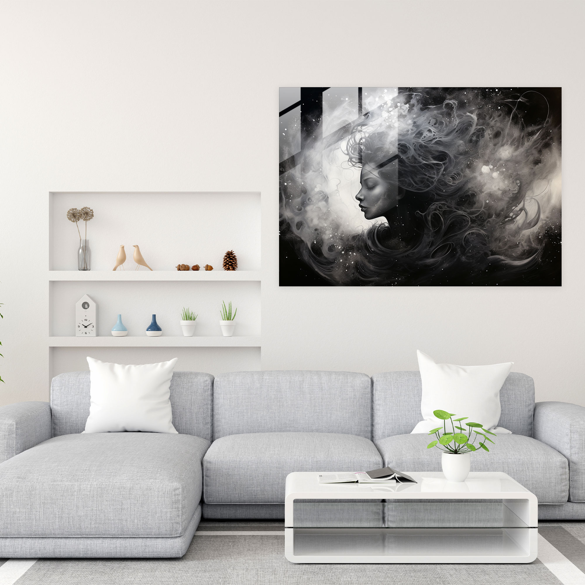 Galaxy Glass Art - Earth, Wall Decoration, Charcoal Drawing, Galaxy