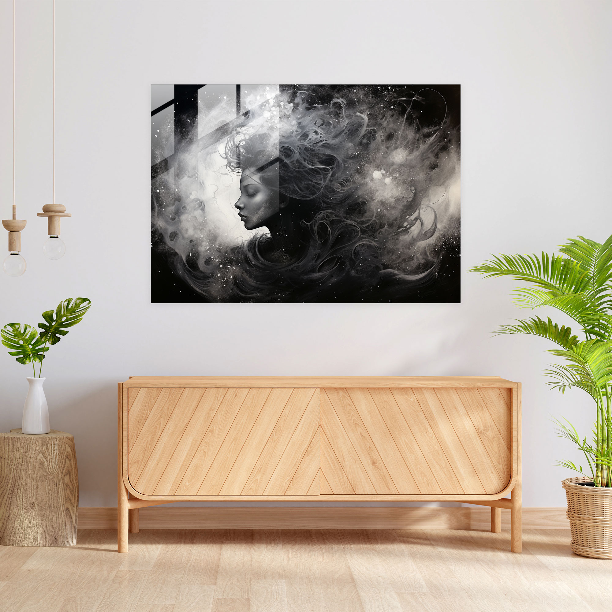 Galaxy Glass Art - Earth, Wall Decoration, Charcoal Drawing, Galaxy
