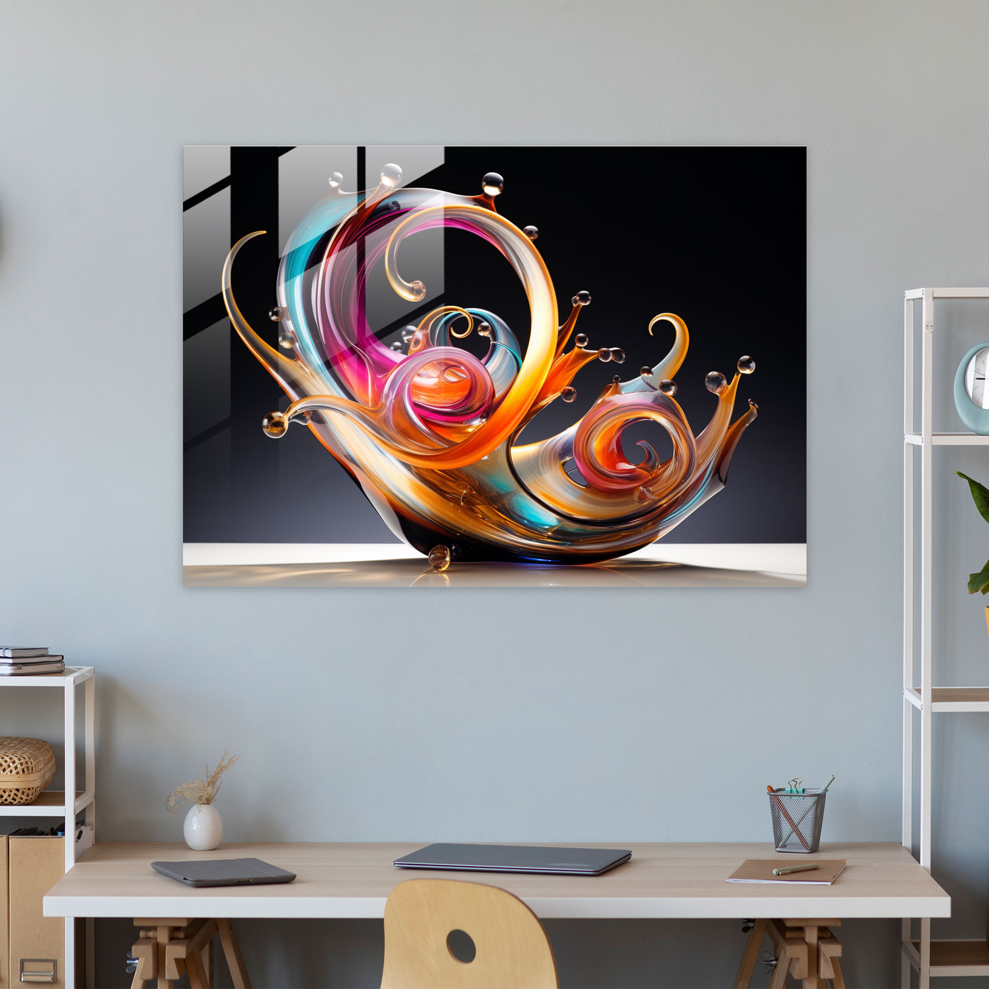 Galaxy Glass Art - Earth, Home Decoration, Three-Dimensional, Sculptural Glass Art