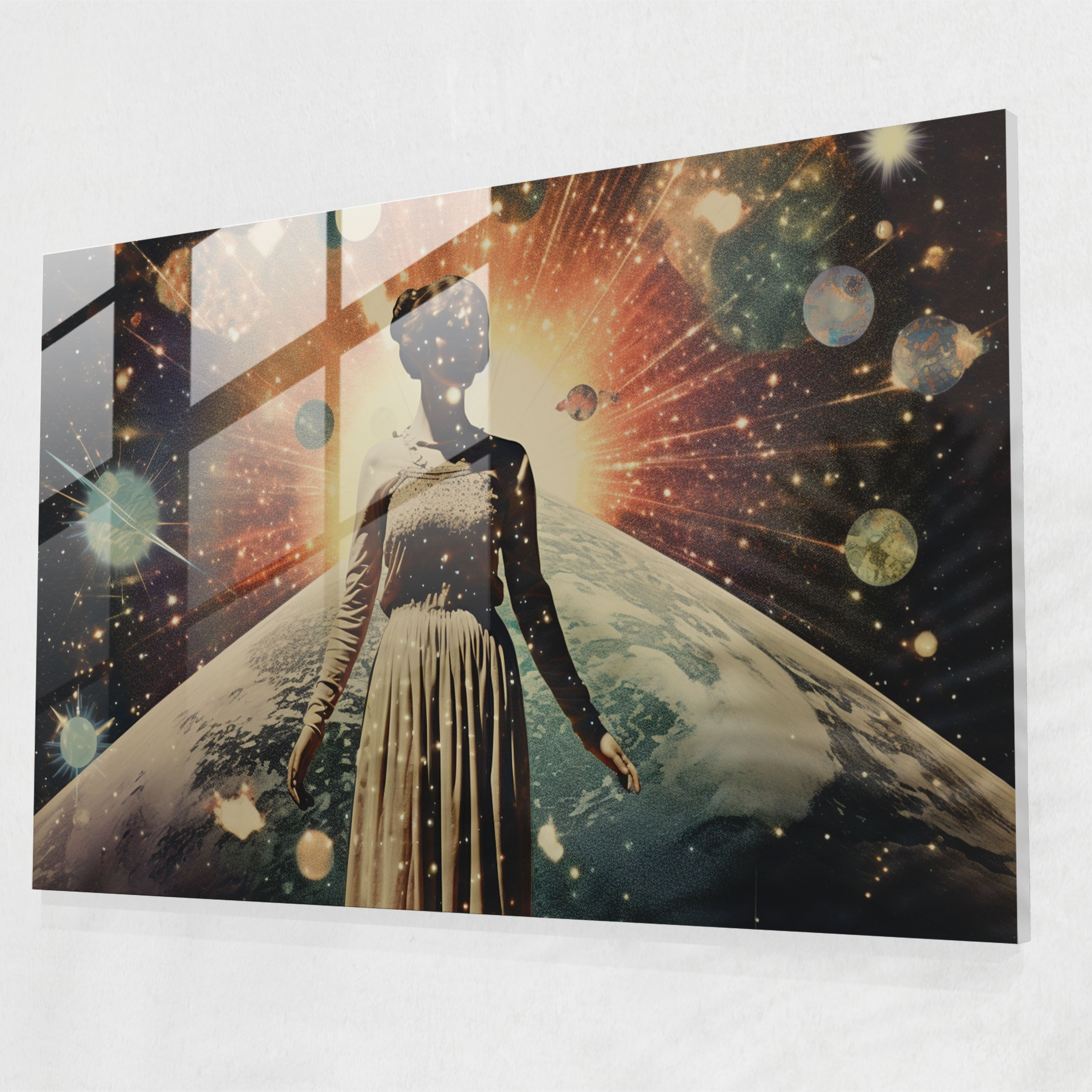 Galaxy Glass Print - Earth, Home Decoration, Cosmic Elements, Glass Print