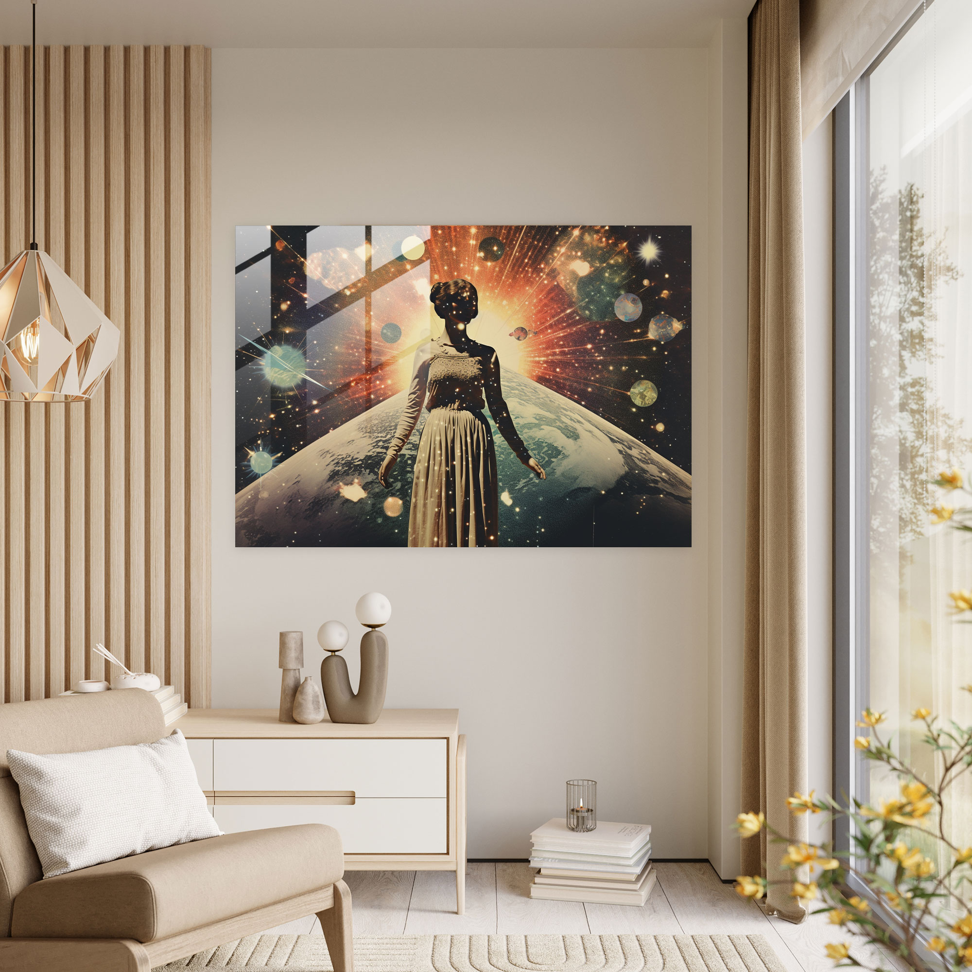 Galaxy Glass Print - Earth, Home Decoration, Cosmic Elements, Glass Print
