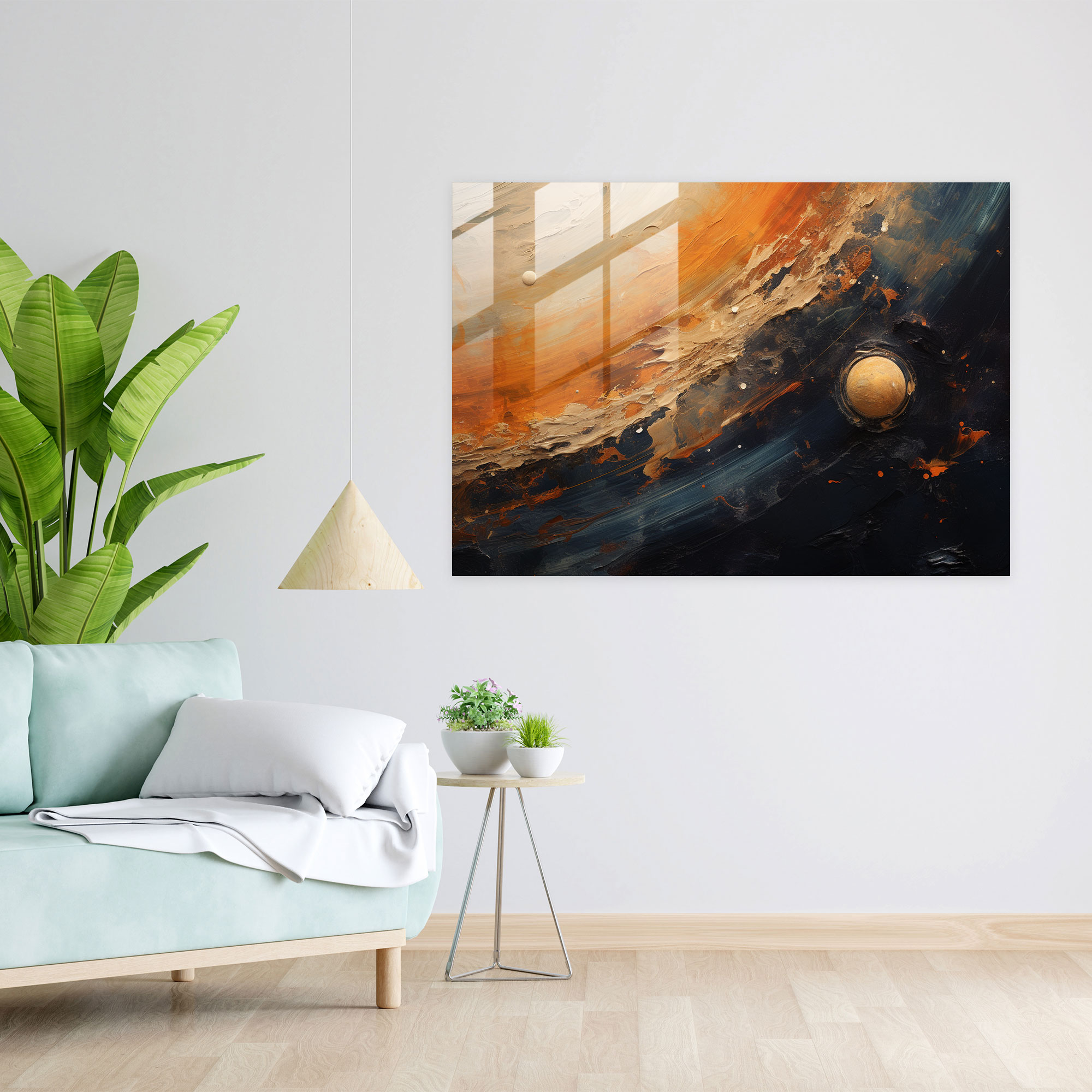 Saturn Impressionistic Glass Print - Earth, Saturn, Abstract, Impressionistic Representation