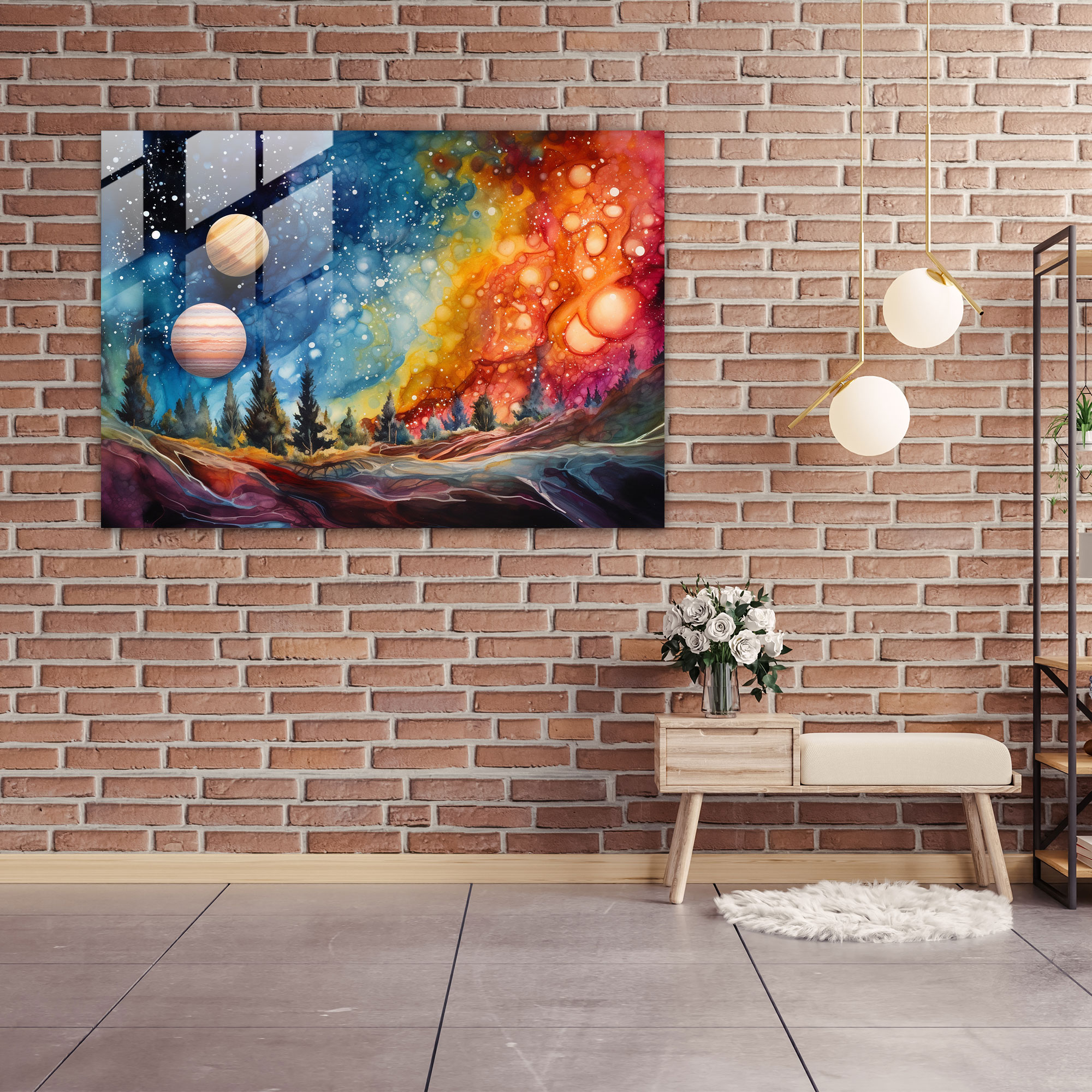 Glasbild Jupiter - Erde Jupiter Wanddekoration Glas Wandkunst