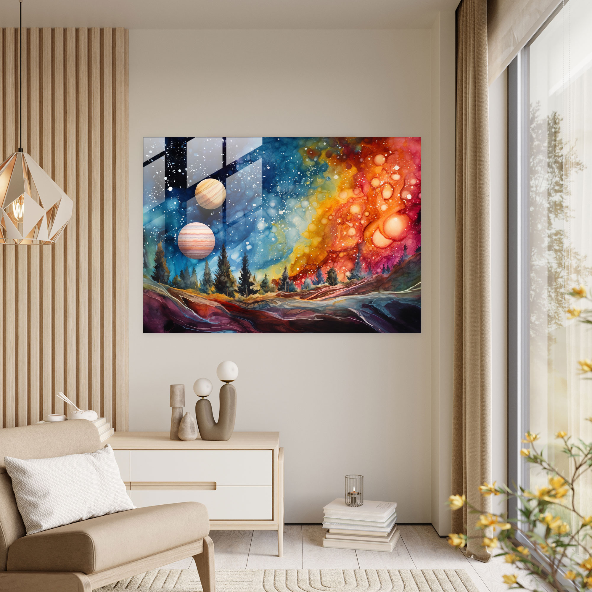 Glasbild Jupiter - Erde Jupiter Wanddekoration Glas Wandkunst