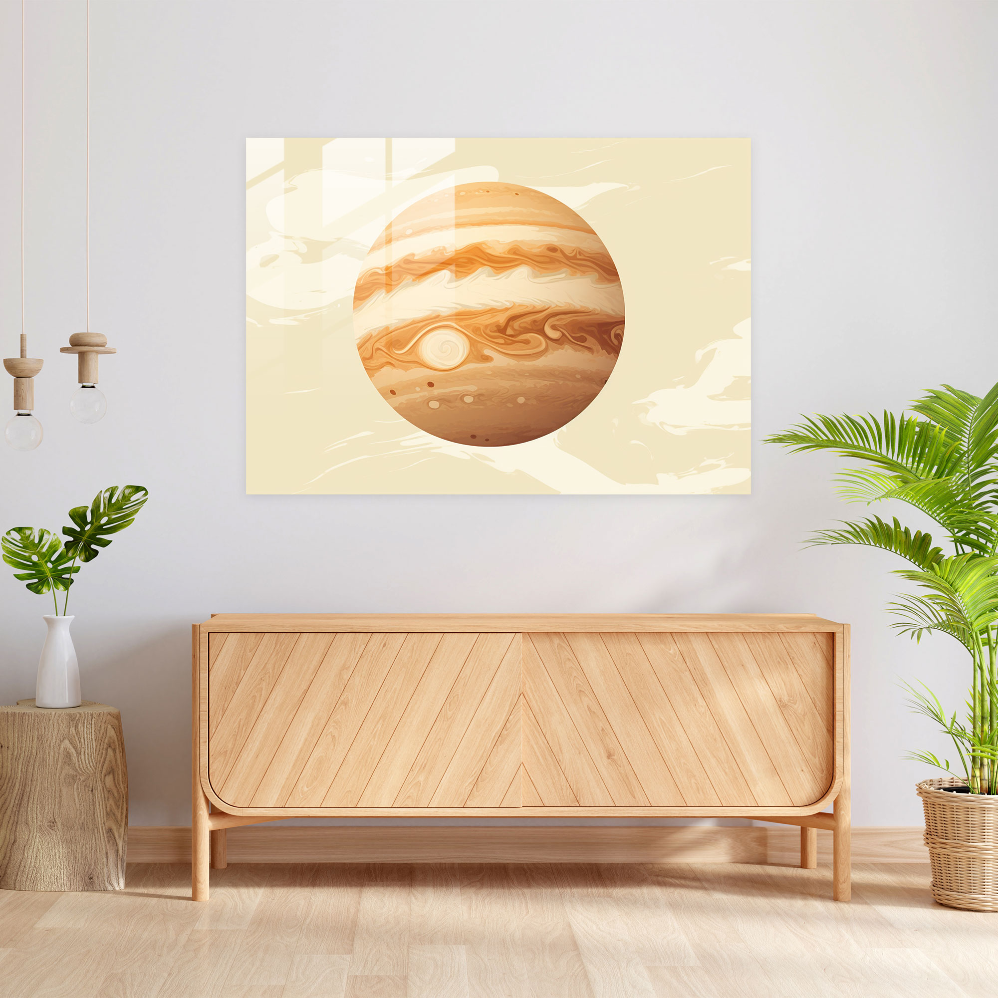 Minimalist Jupiter Glass Print - Earth, Home Decoration, Glass Wall Art, Wall Decoration