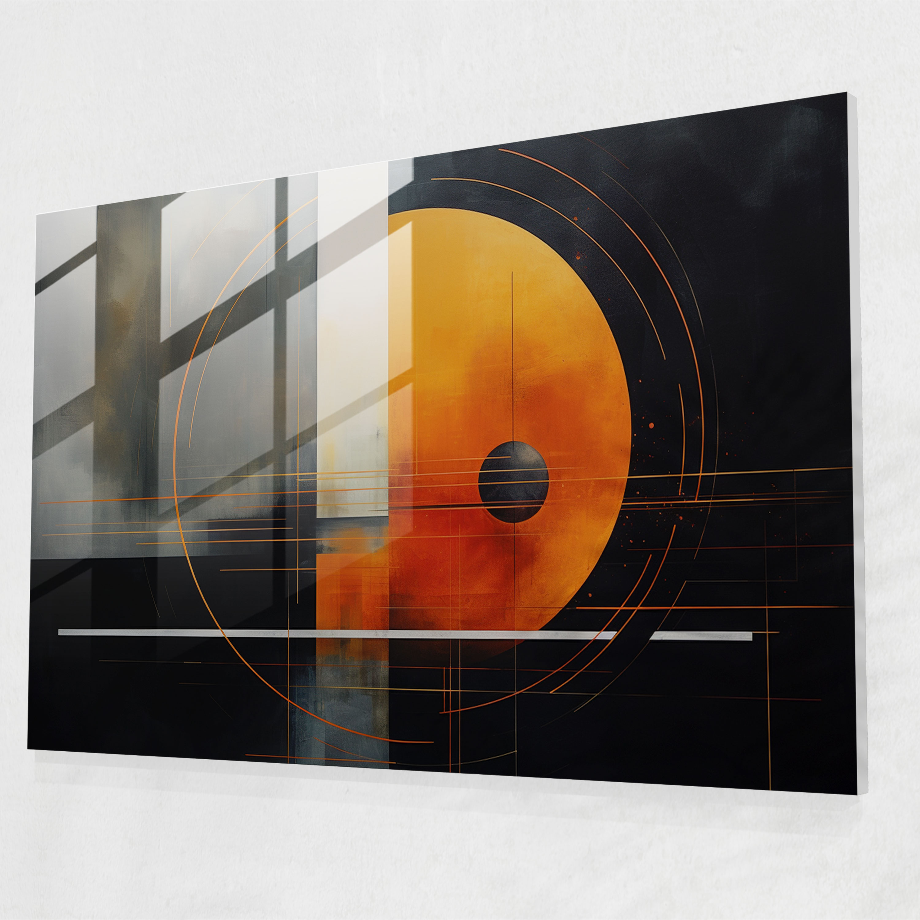 Geometrisches Jupiter Glasbild - Erde Abstrakte Geometrische Kunst Glas Kunst Jupiter