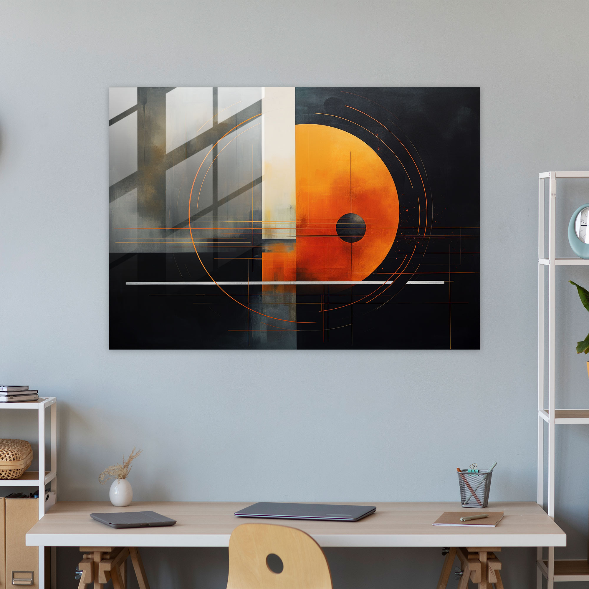 Geometrisches Jupiter Glasbild - Erde Abstrakte Geometrische Kunst Glas Kunst Jupiter