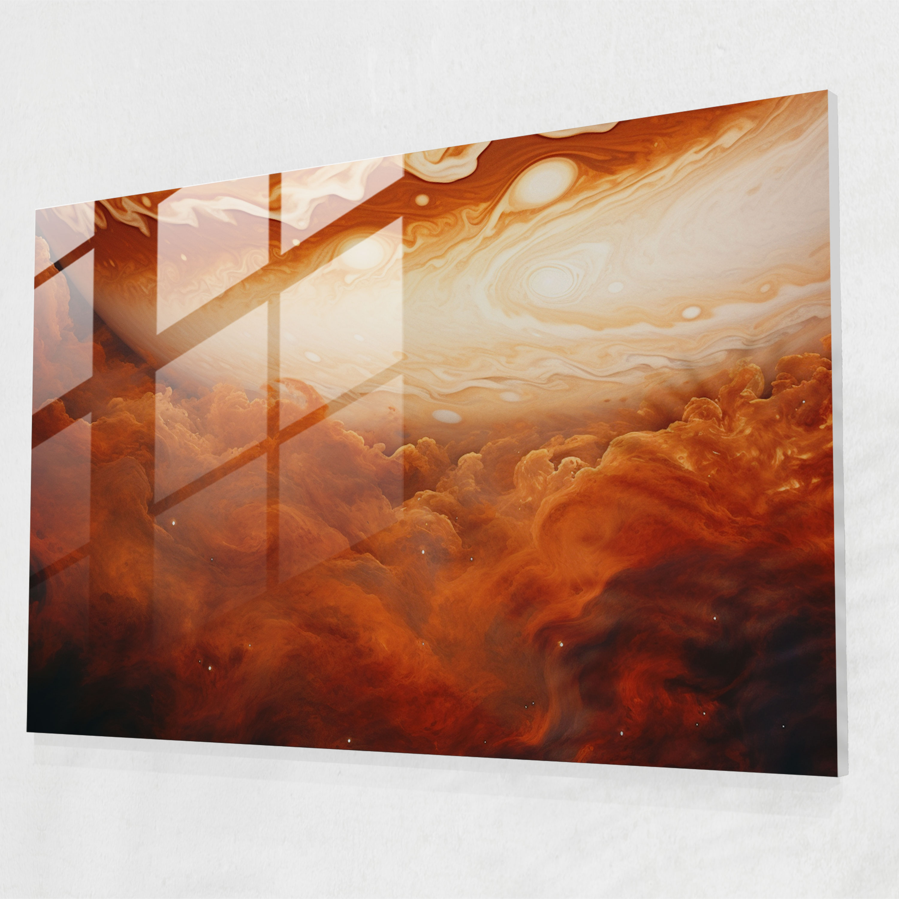 Jupiter Glass Wall Art - Earth, Swirling Clouds, Glass Print, Cosmic