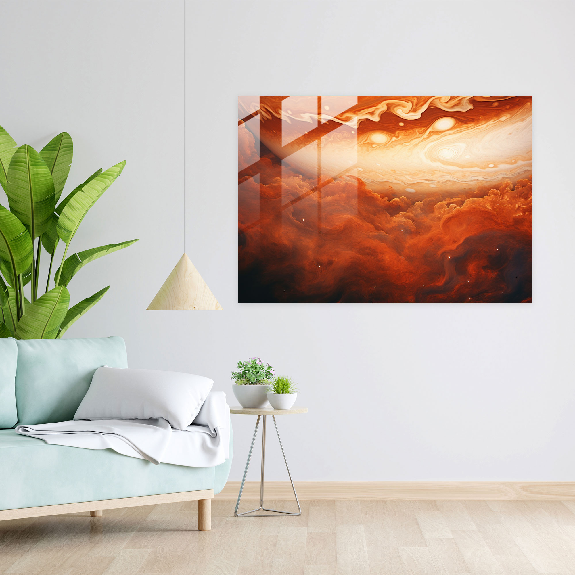Jupiter Glass Wall Art - Earth, Swirling Clouds, Glass Print, Cosmic