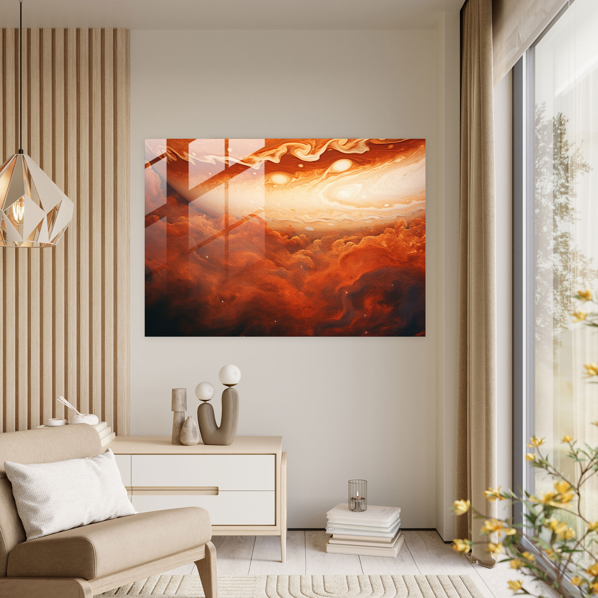 Jupiter Glass Wall Art - Earth, Swirling Clouds, Glass Print, Cosmic