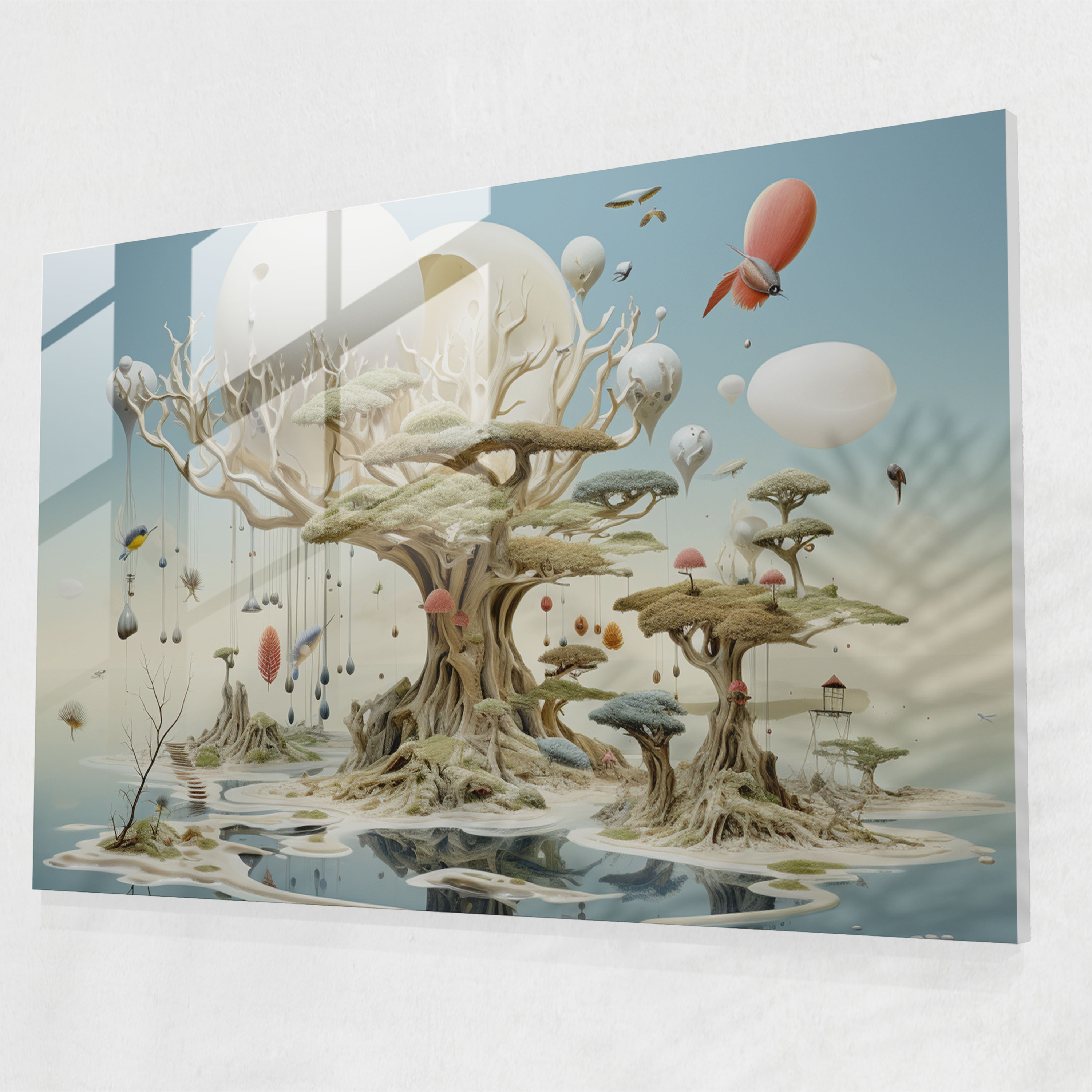 Surreal Glass Print Of Jupiter - Earth, Floating Islands, Glass Print, Surreal