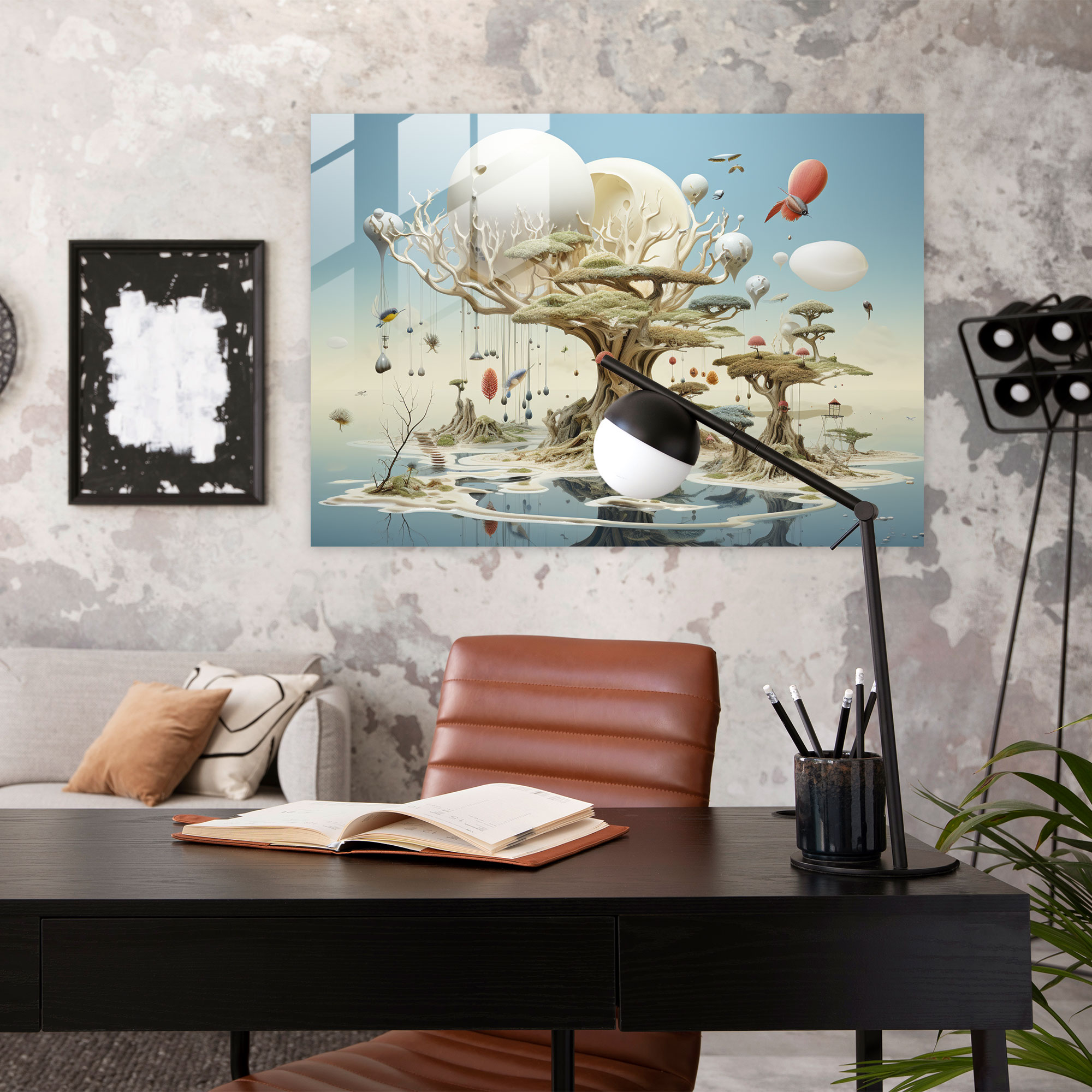 Surreal Glass Print Of Jupiter - Earth, Floating Islands, Glass Print, Surreal