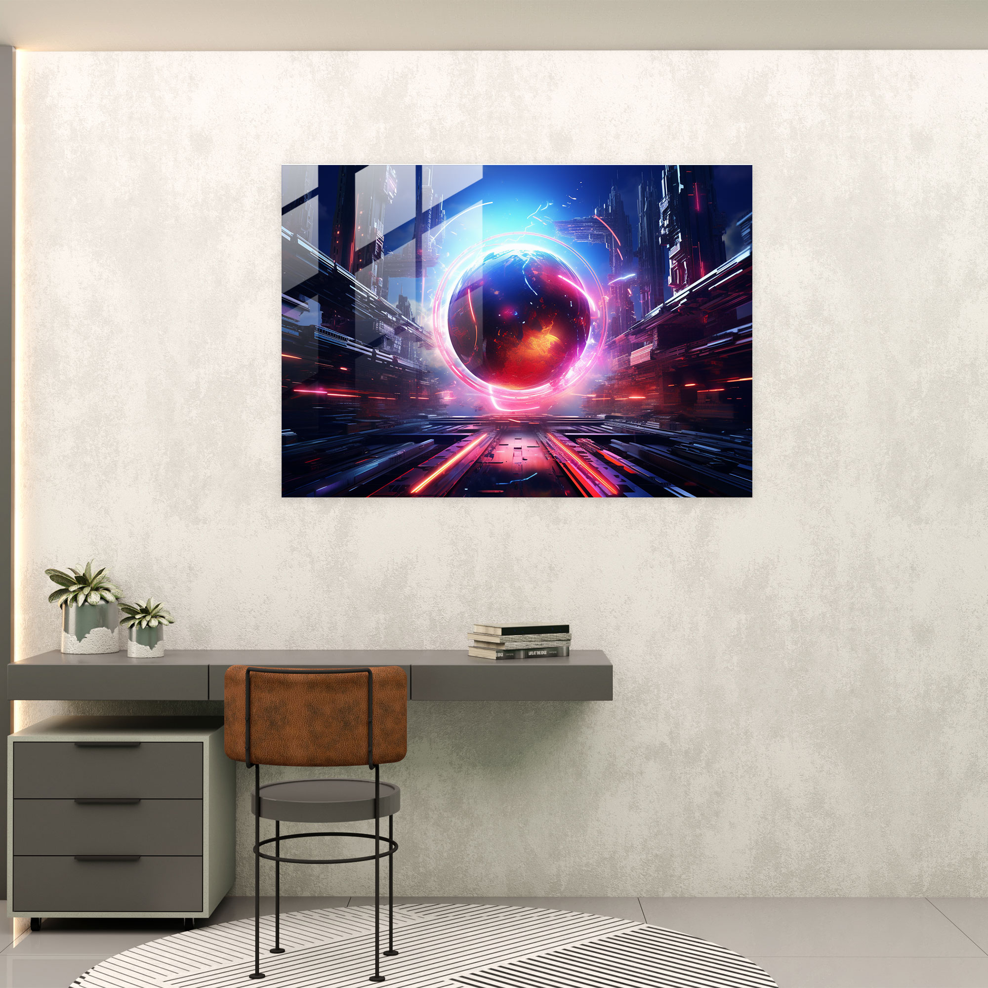 Futuristic Glass Print Of Jupiter - Earth, Wall Decoration, Glass Print, Futuristic