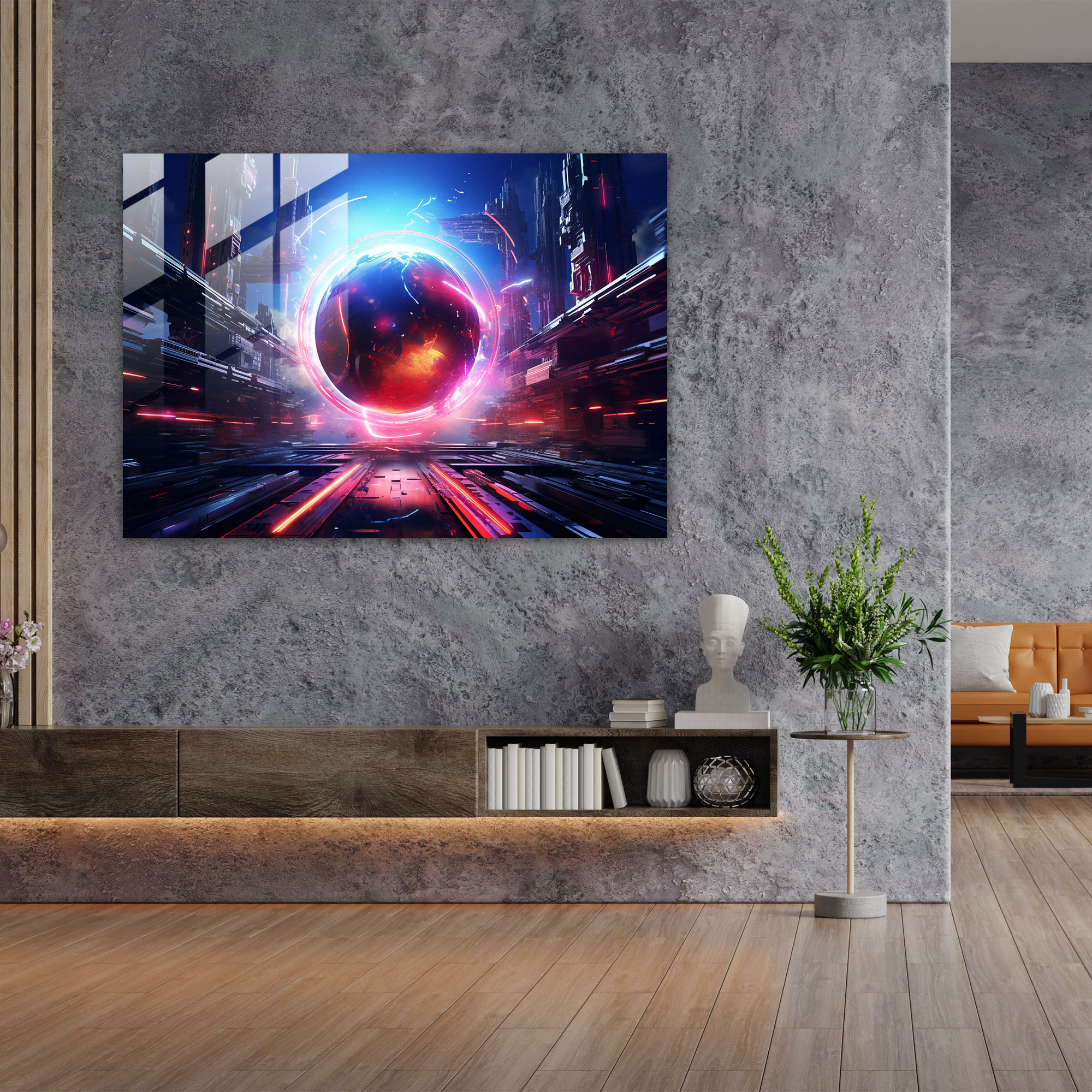 Futuristic Glass Print Of Jupiter - Earth, Wall Decoration, Glass Print, Futuristic