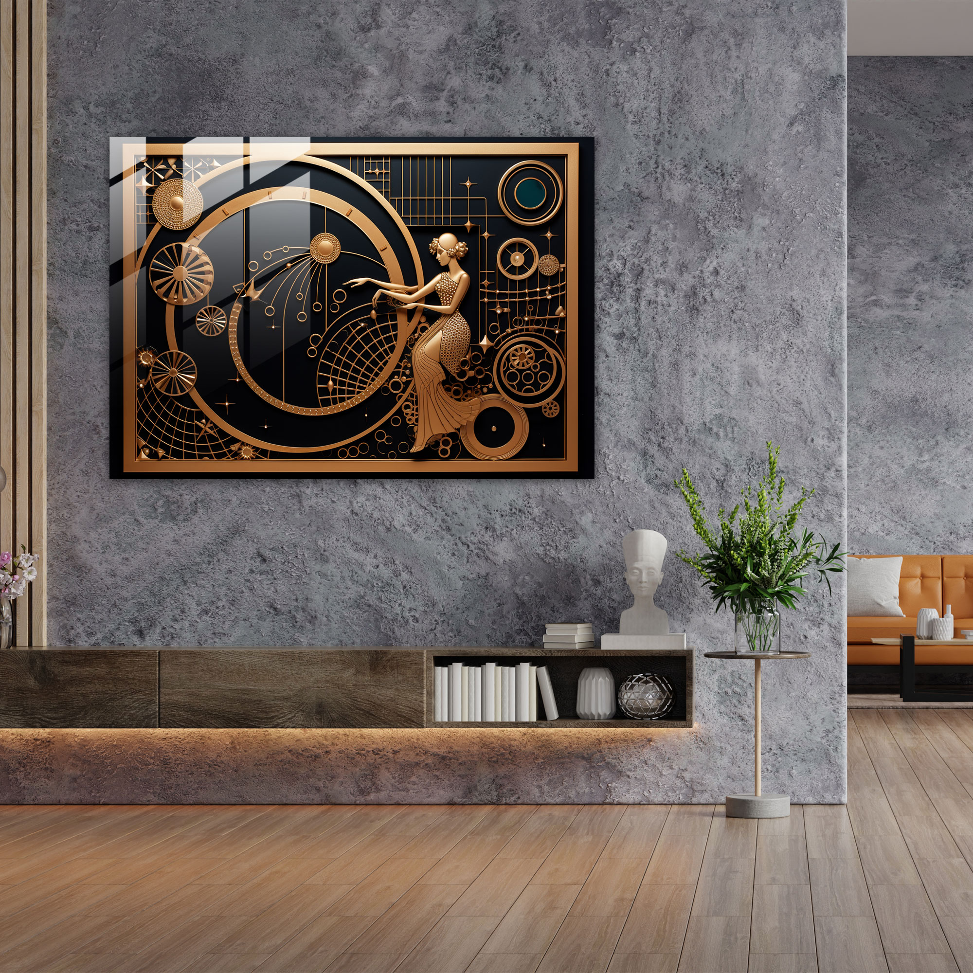 Glasbild Jupiter im Art-Deco-Stil - Erde Jupiter Wohnkultur