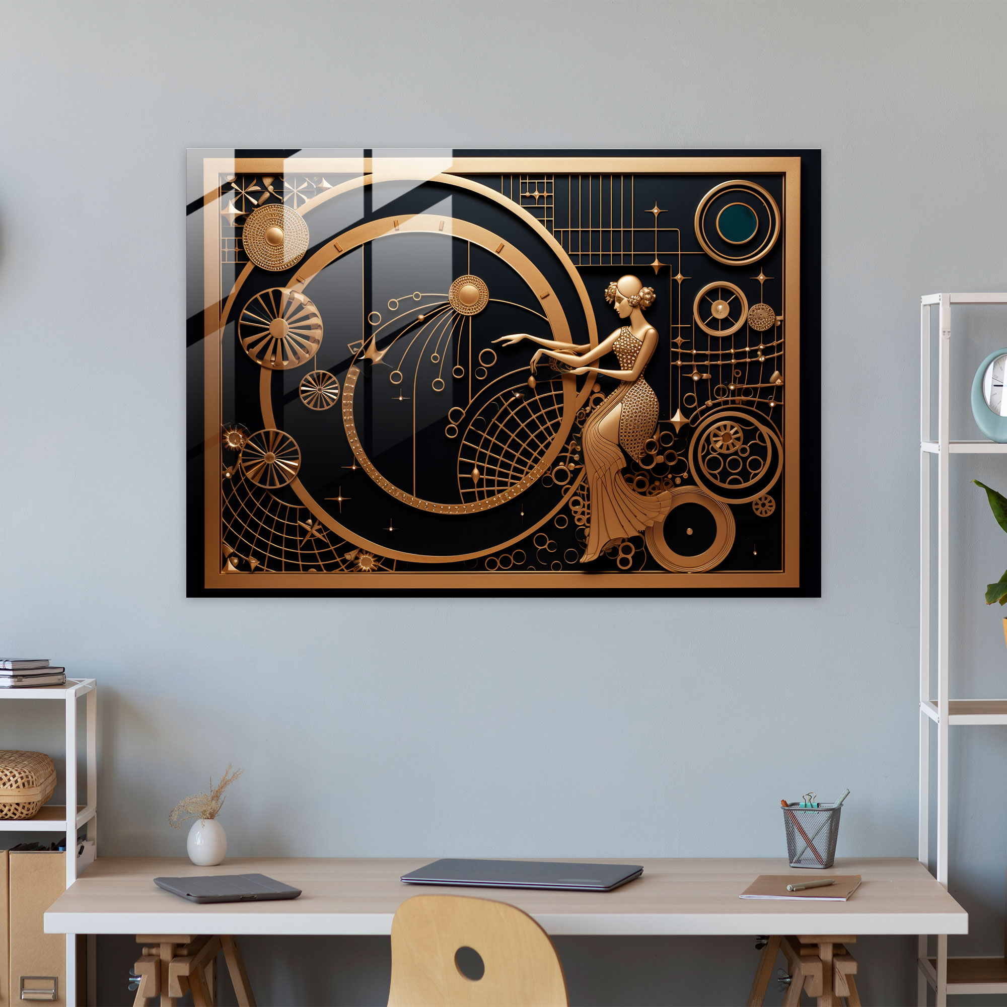 Glasbild Jupiter im Art-Deco-Stil - Erde Jupiter Wohnkultur
