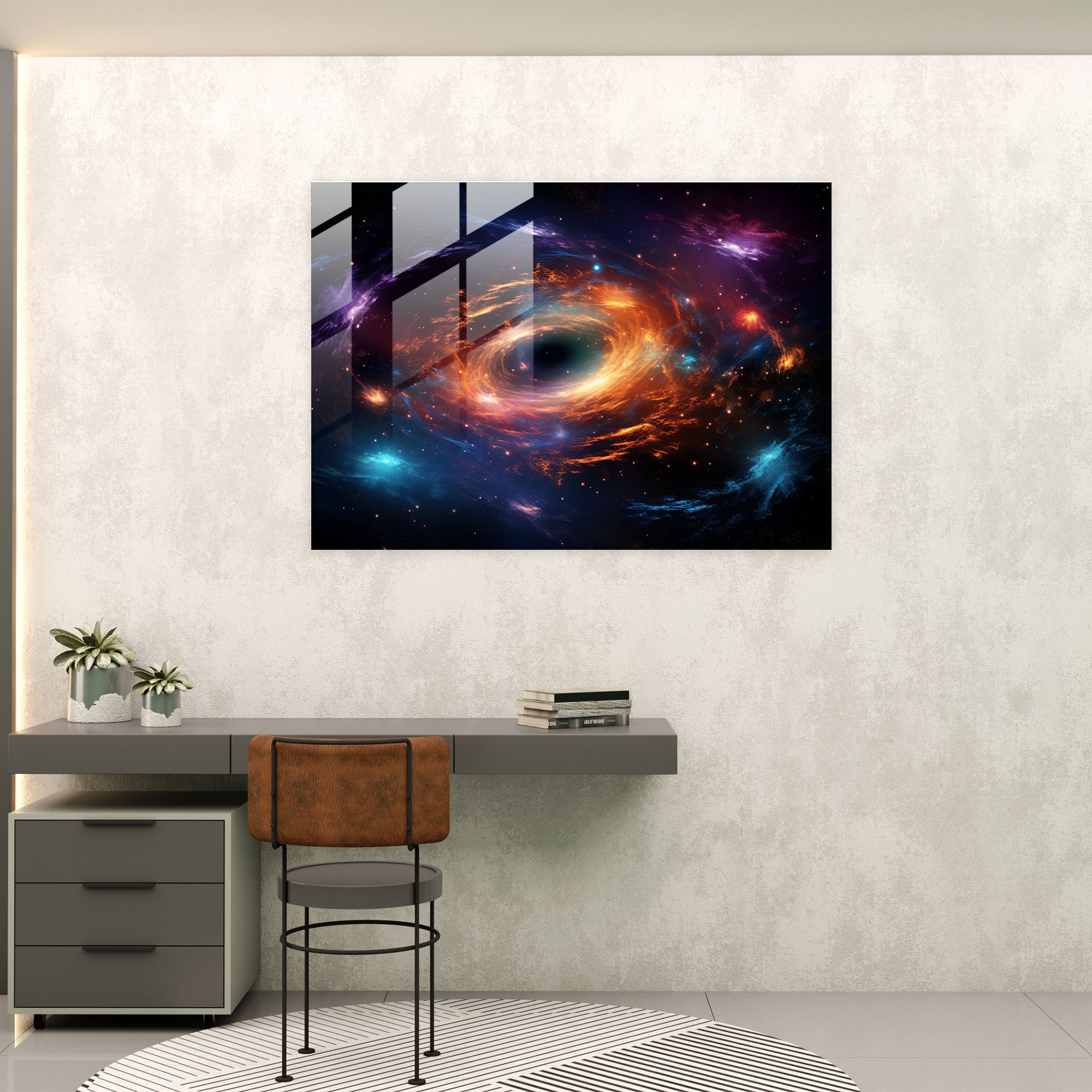 Glasbild kosmisches Schwarzes Loch - Erde Glasbild Galaxien