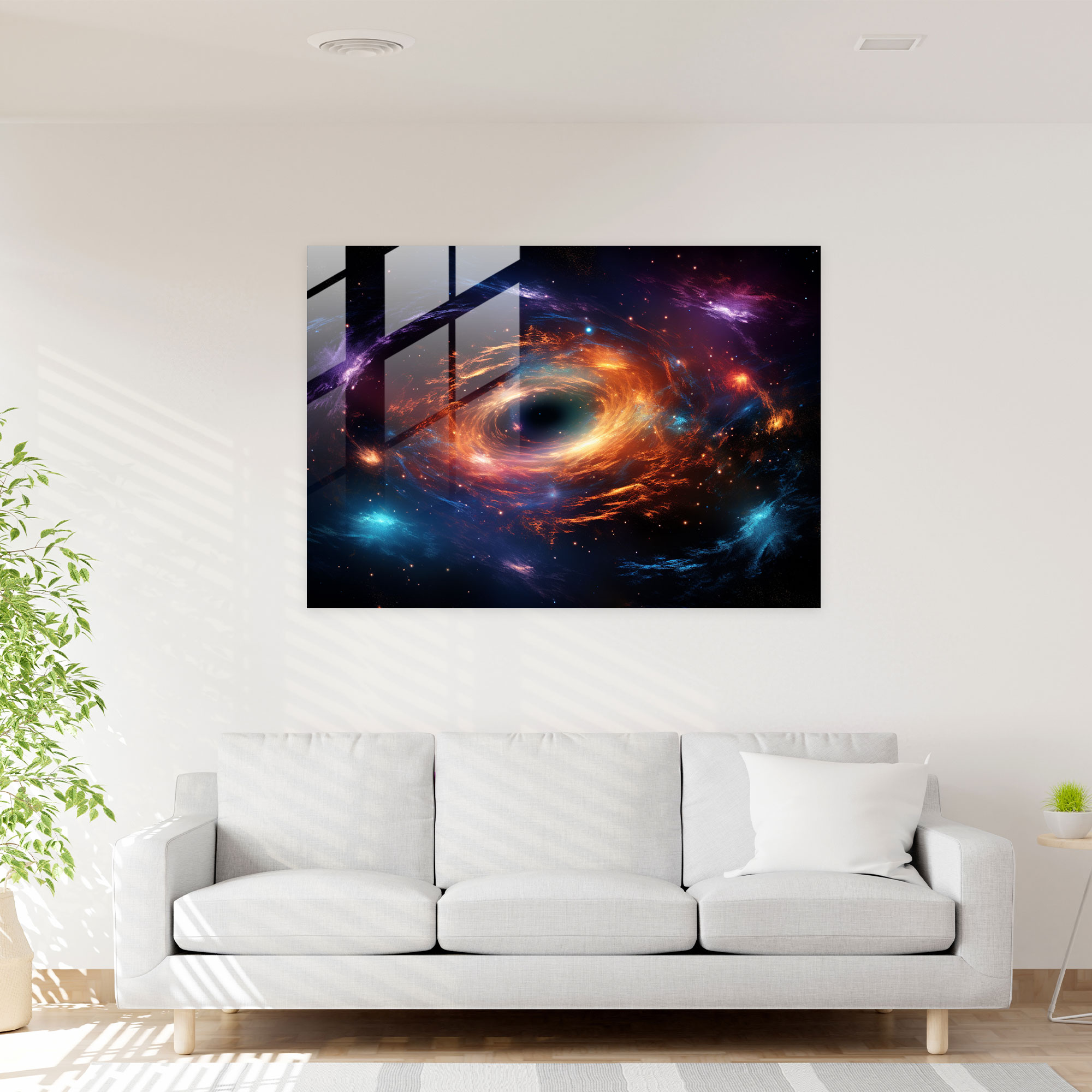Glasbild kosmisches Schwarzes Loch - Erde Glasbild Galaxien