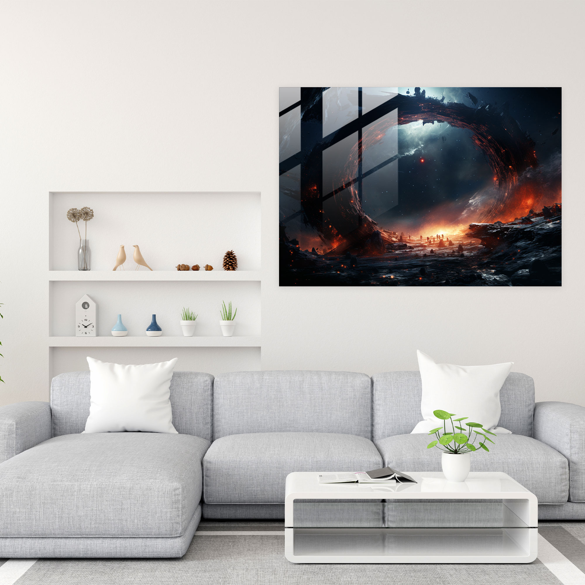 Futuristic Black Hole Glass Art - Earth, Sci-Fi, Illustration, Gateway