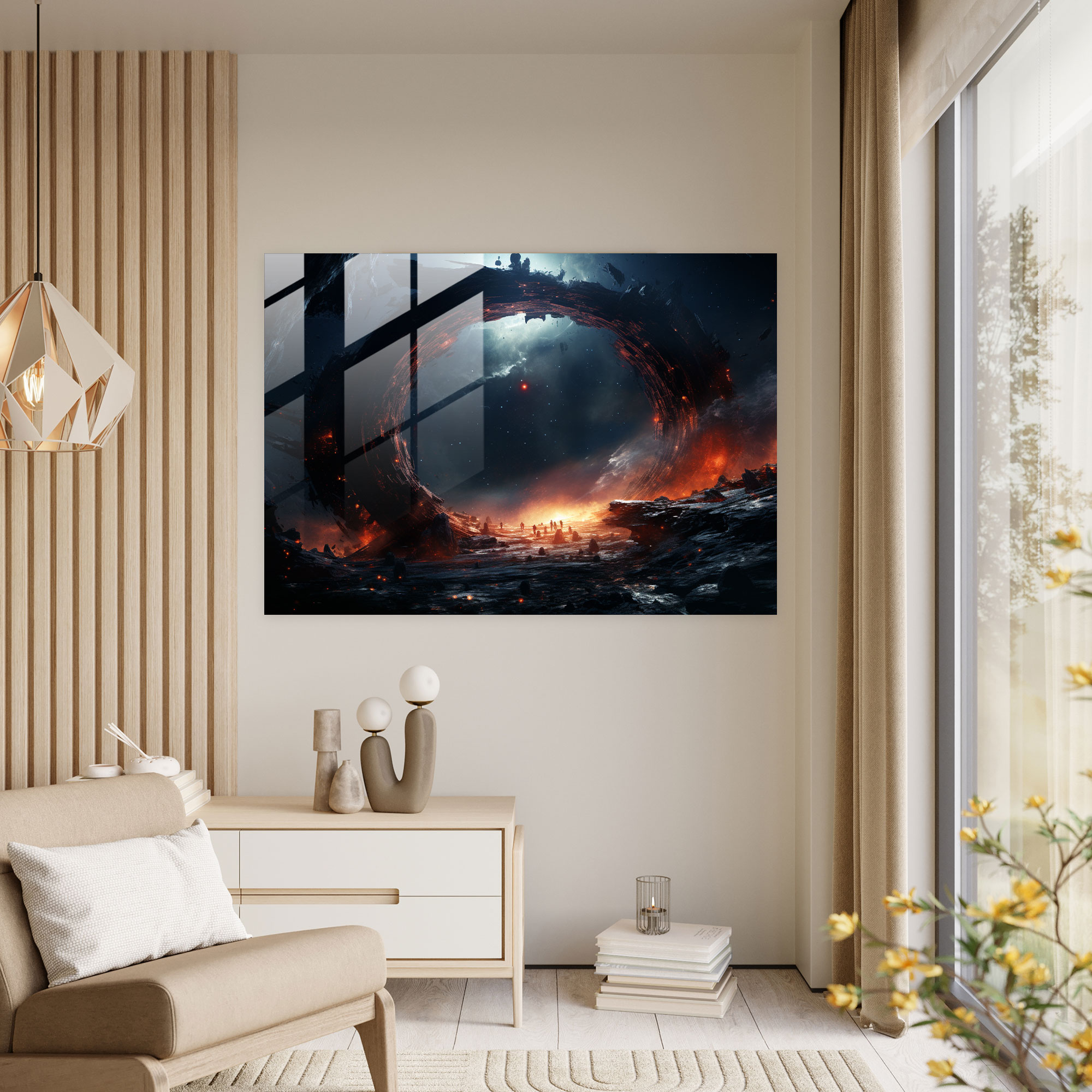 Futuristic Black Hole Glass Art - Earth, Sci-Fi, Illustration, Gateway