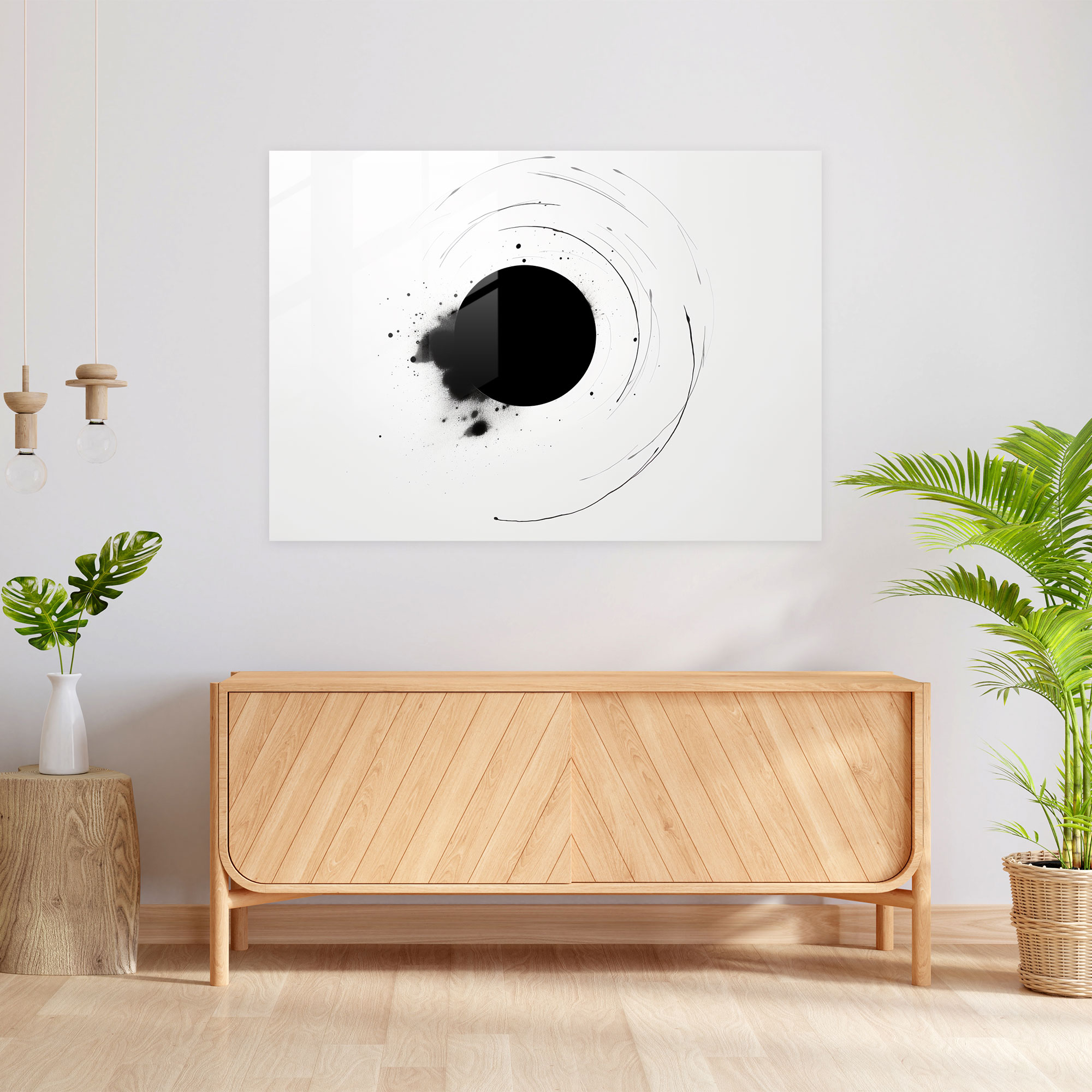 Minimalist Black Hole Glass Wall Art - Earth, Glass Wall Art, Black Hole, Glass Art
