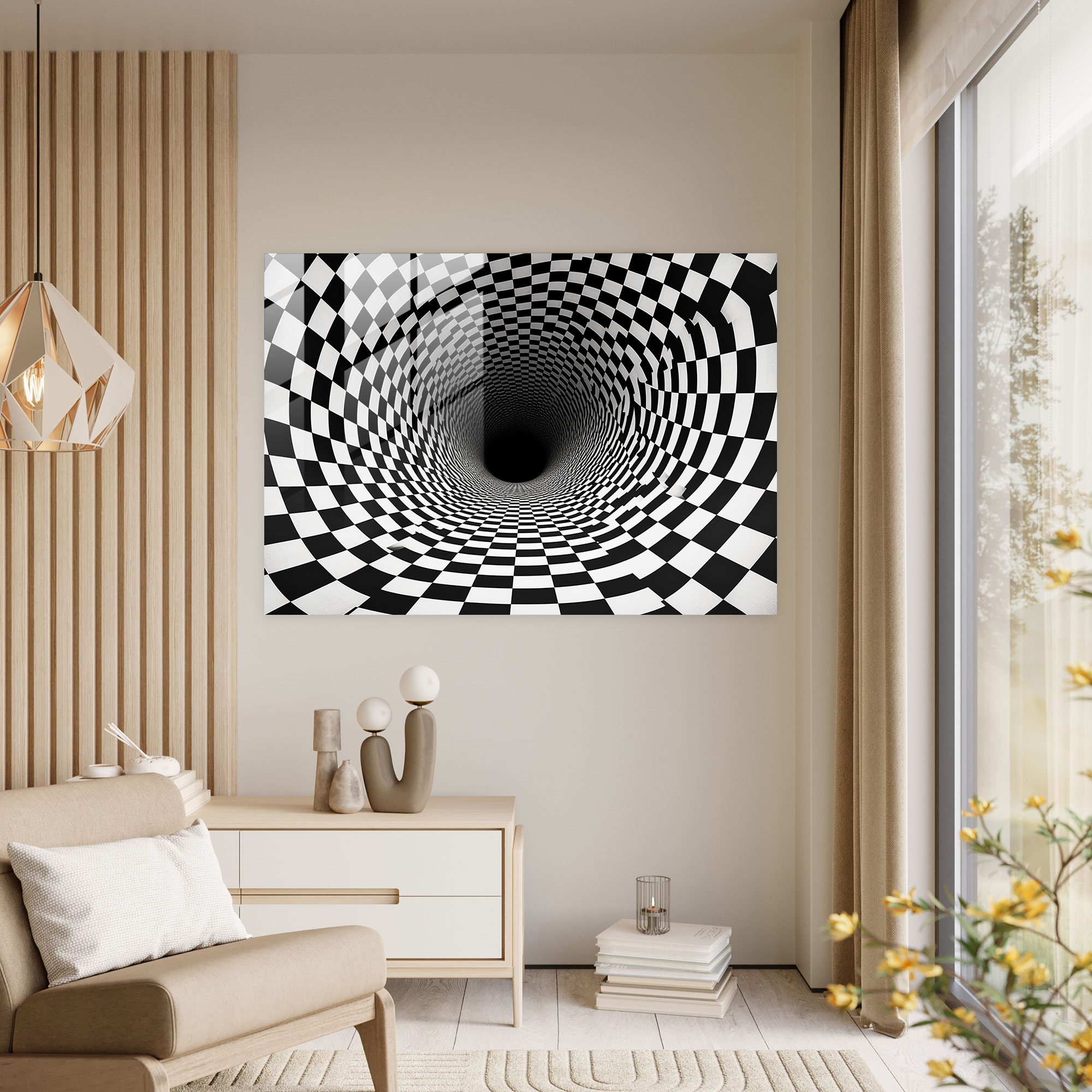 Optical Illusion Black Hole Glass Wall Art - Earth, Glass Wall Art, Glass Art, Home Decoration