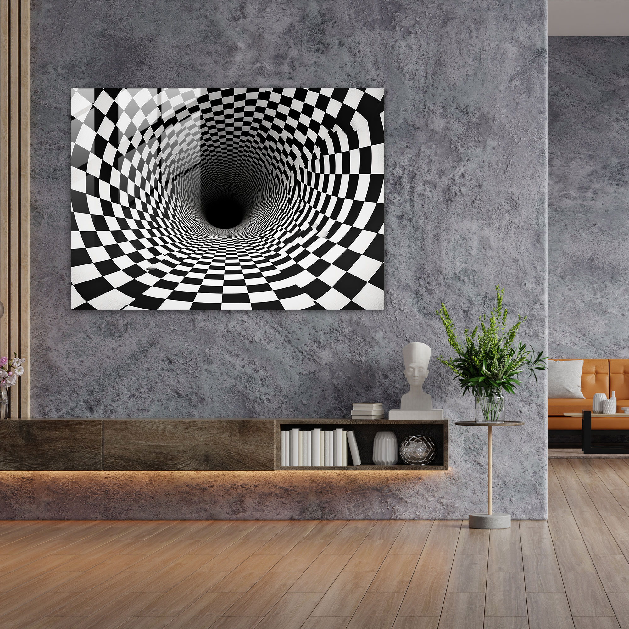 Optical Illusion Black Hole Glass Wall Art - Earth, Glass Wall Art, Glass Art, Home Decoration