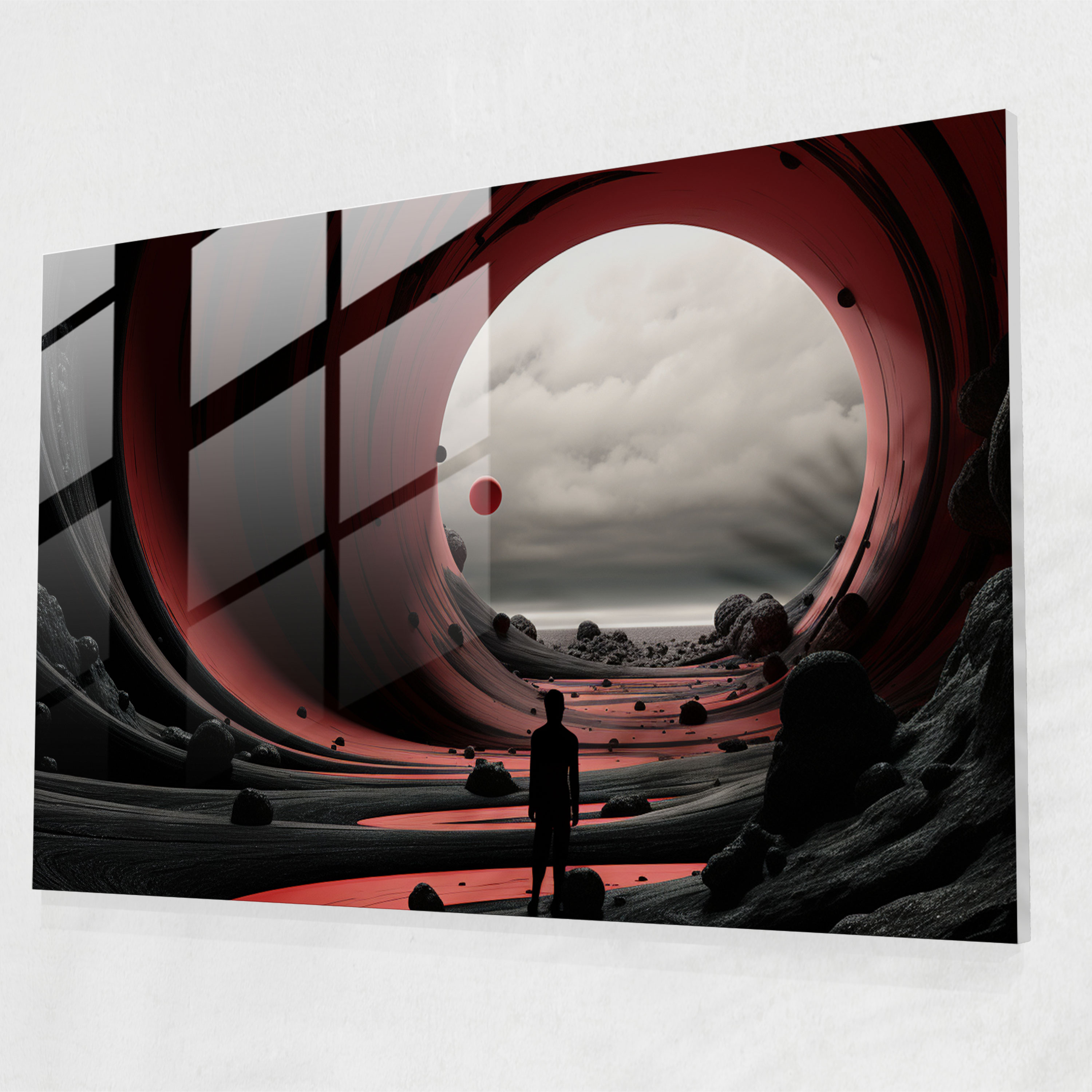 Surreal Black Hole Glass Wall Art - Earth, Home Decoration, Black Hole, Glass Print
