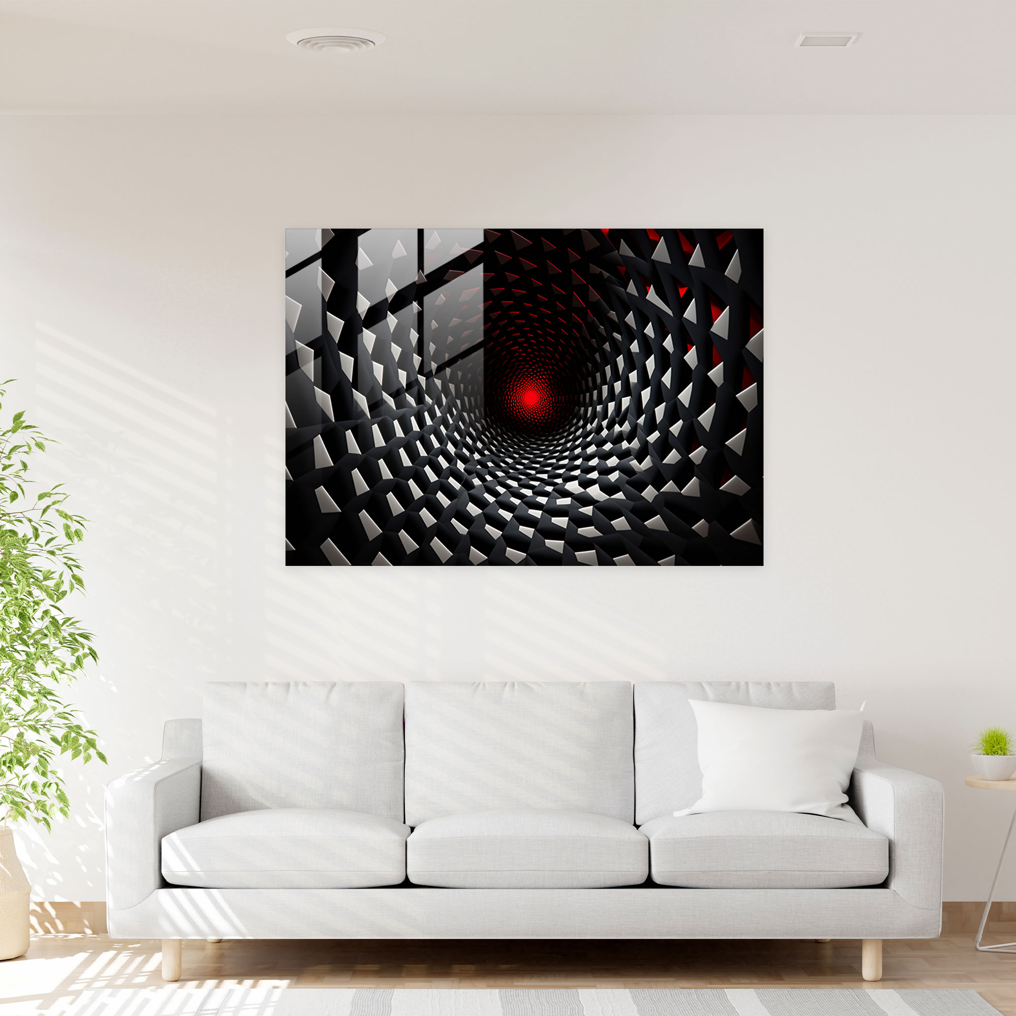 Geometric Black Hole Glass Print - Earth, Black Hole, Geometric Design, Bold
