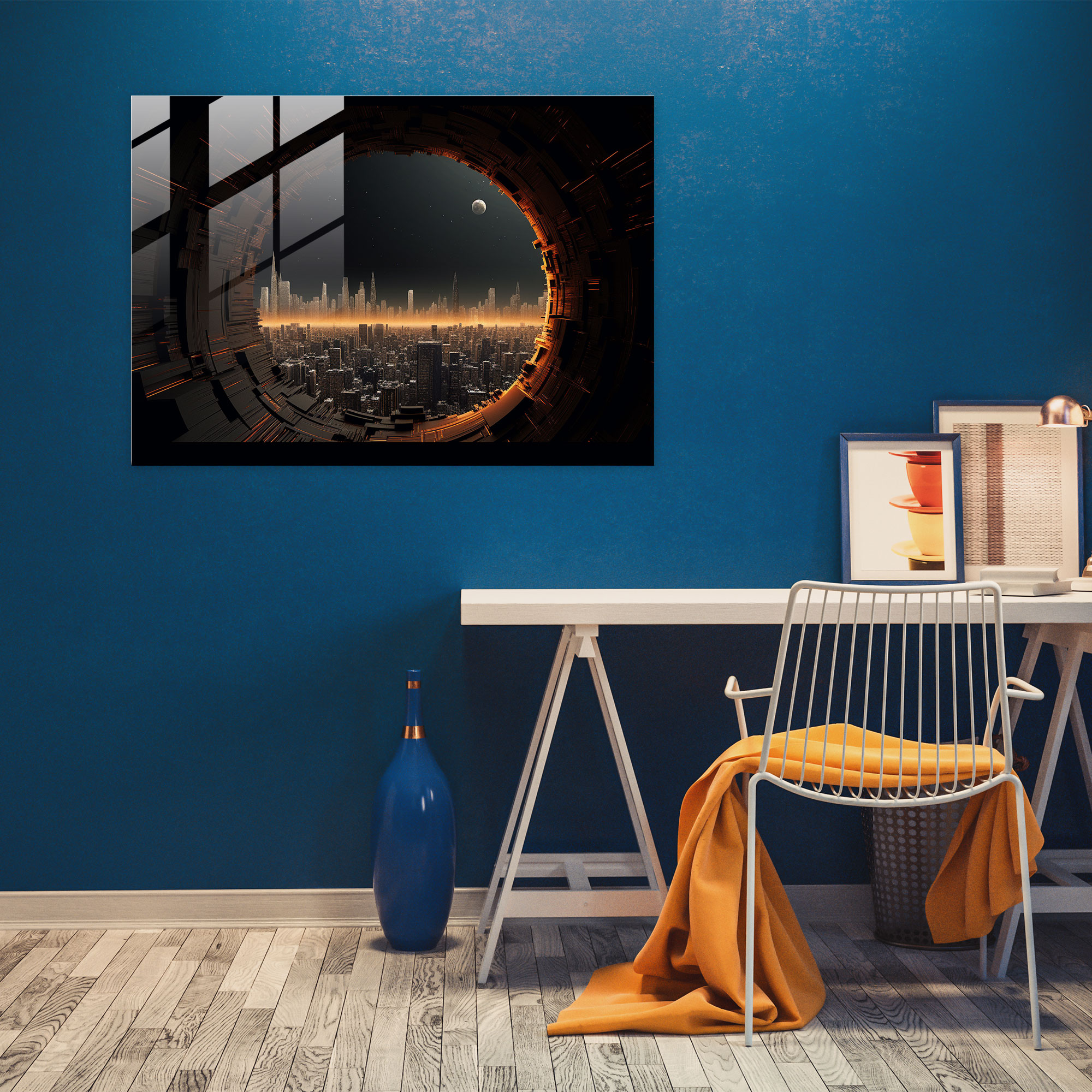 Futuristic Black Hole Glass Print - Earth, Sucked Into A Black Hole, Home Decoration, Black Hole