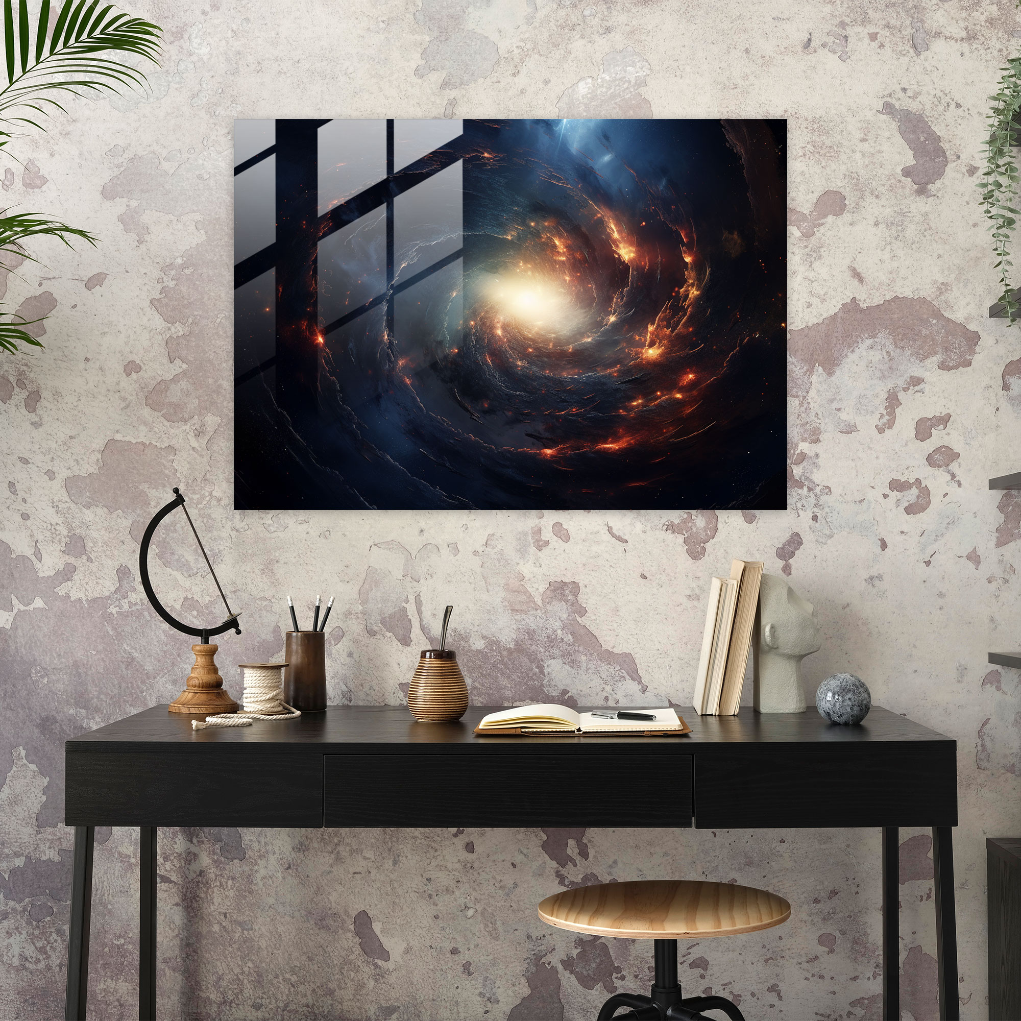Glasbild Spiralisierendes Schwarzes Loch - Erde Glasbild Spiralisierend Glaskunst
