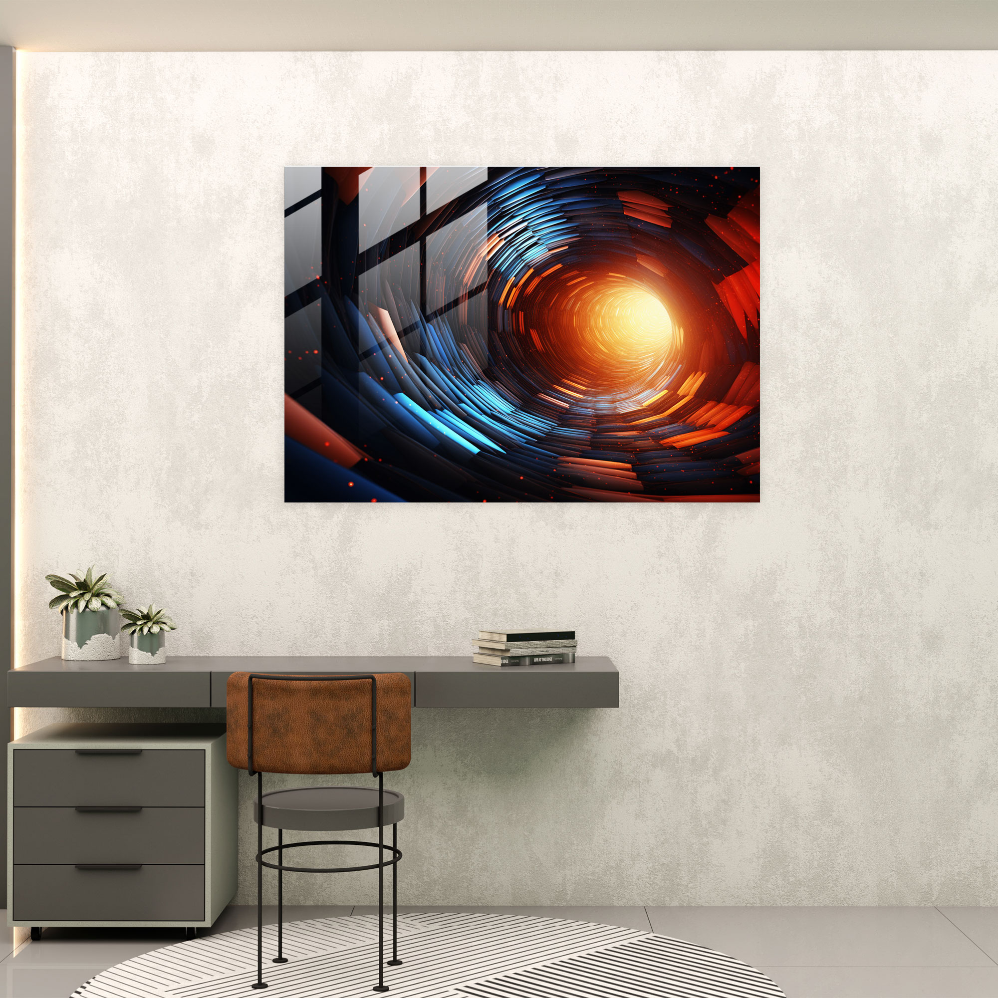 Distorted Space-Time Glass Print - Earth, Black Hole, Glass Art, Subtle Color Palette