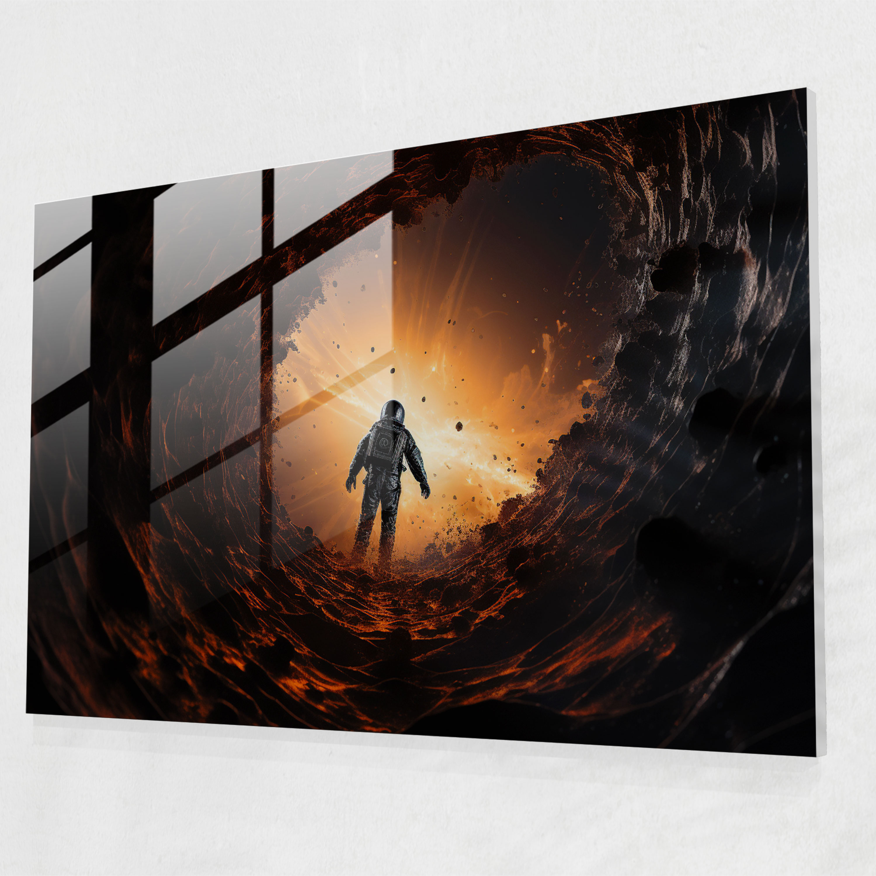 Astronaut Black Hole Glass Print - Earth, Astronaut, Glass Print, Event Horizon