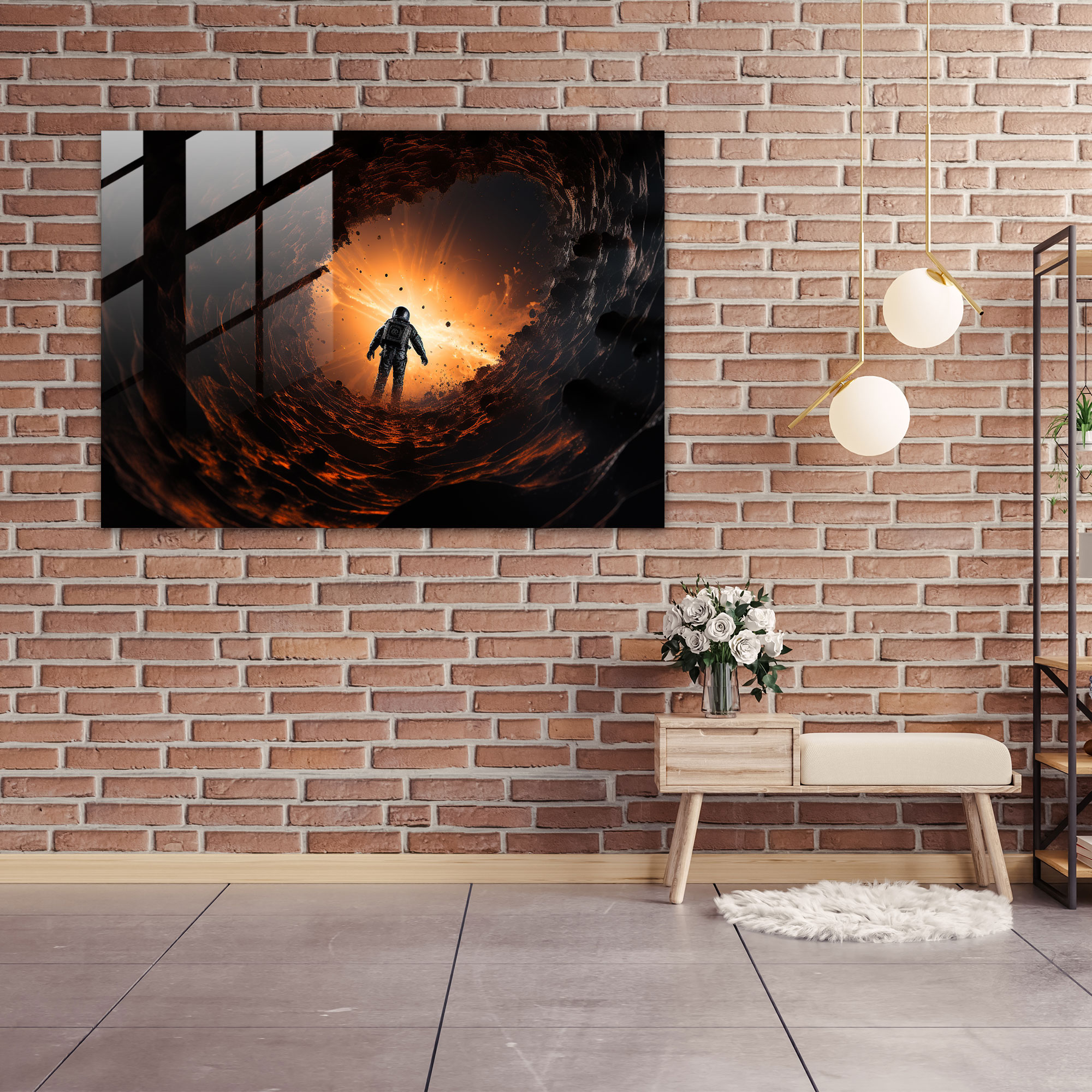 Astronaut Black Hole Glass Print - Earth, Astronaut, Glass Print, Event Horizon