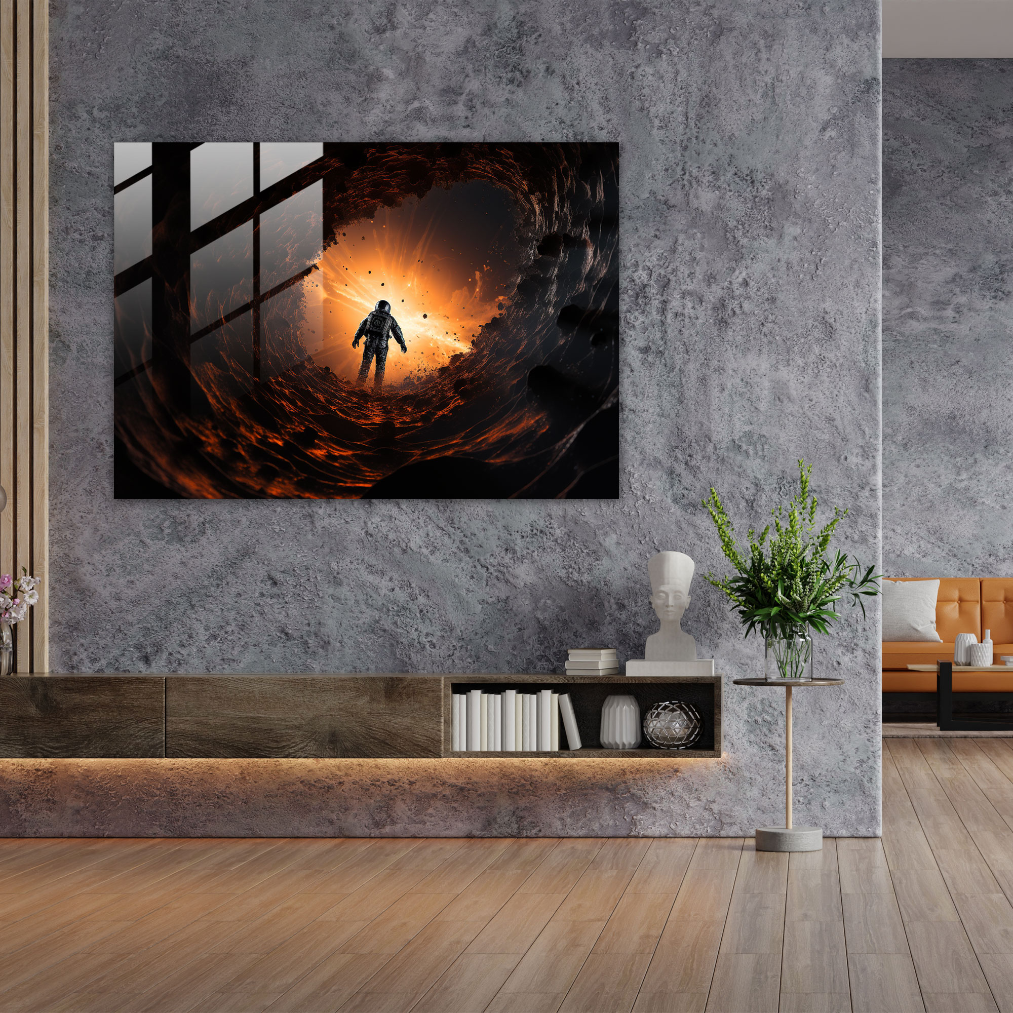 Astronaut Black Hole Glass Print - Earth, Astronaut, Glass Print, Event Horizon