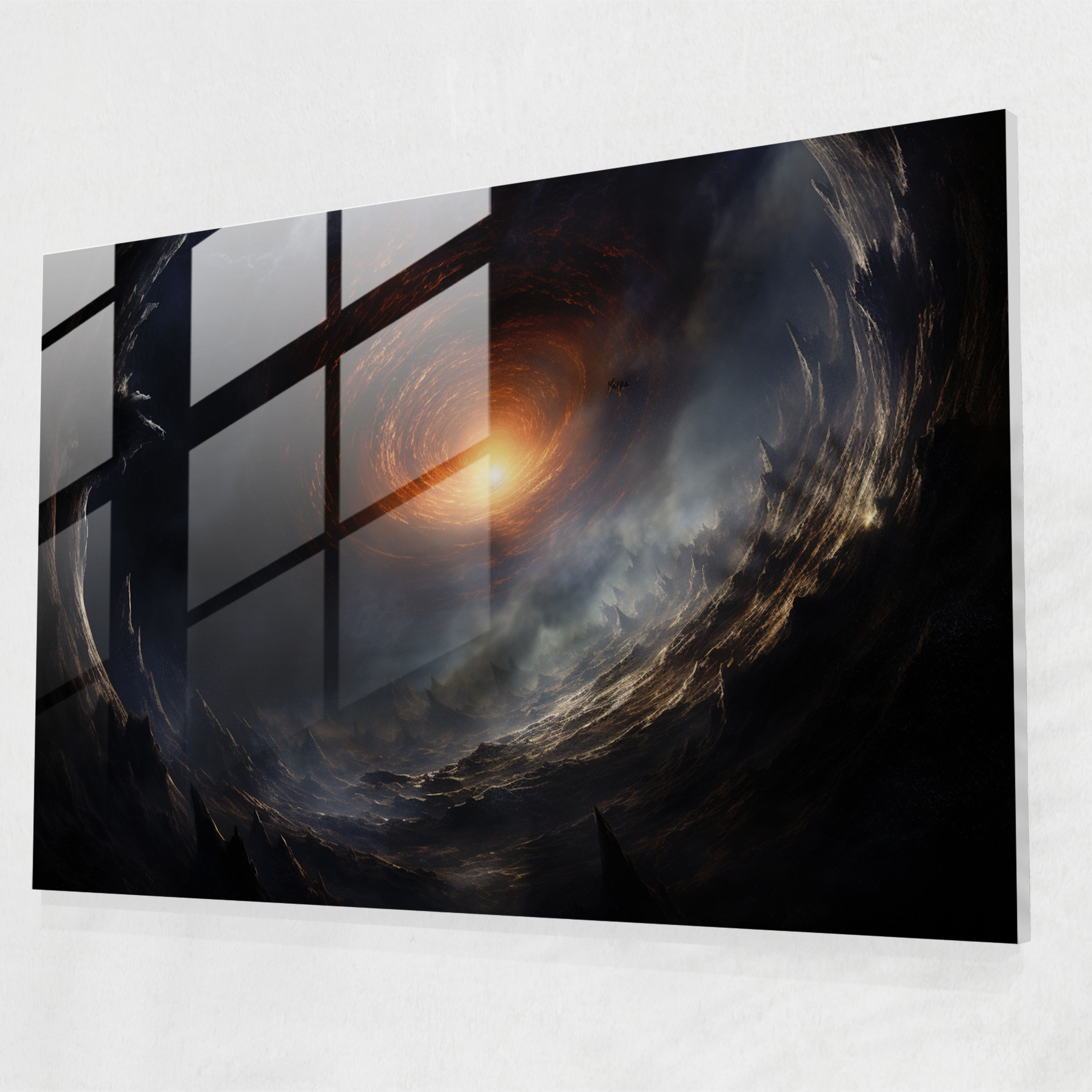 Interstellar Black Hole Glass Print - Earth, Vivid Colors, Modern Art, Glass Wall Art