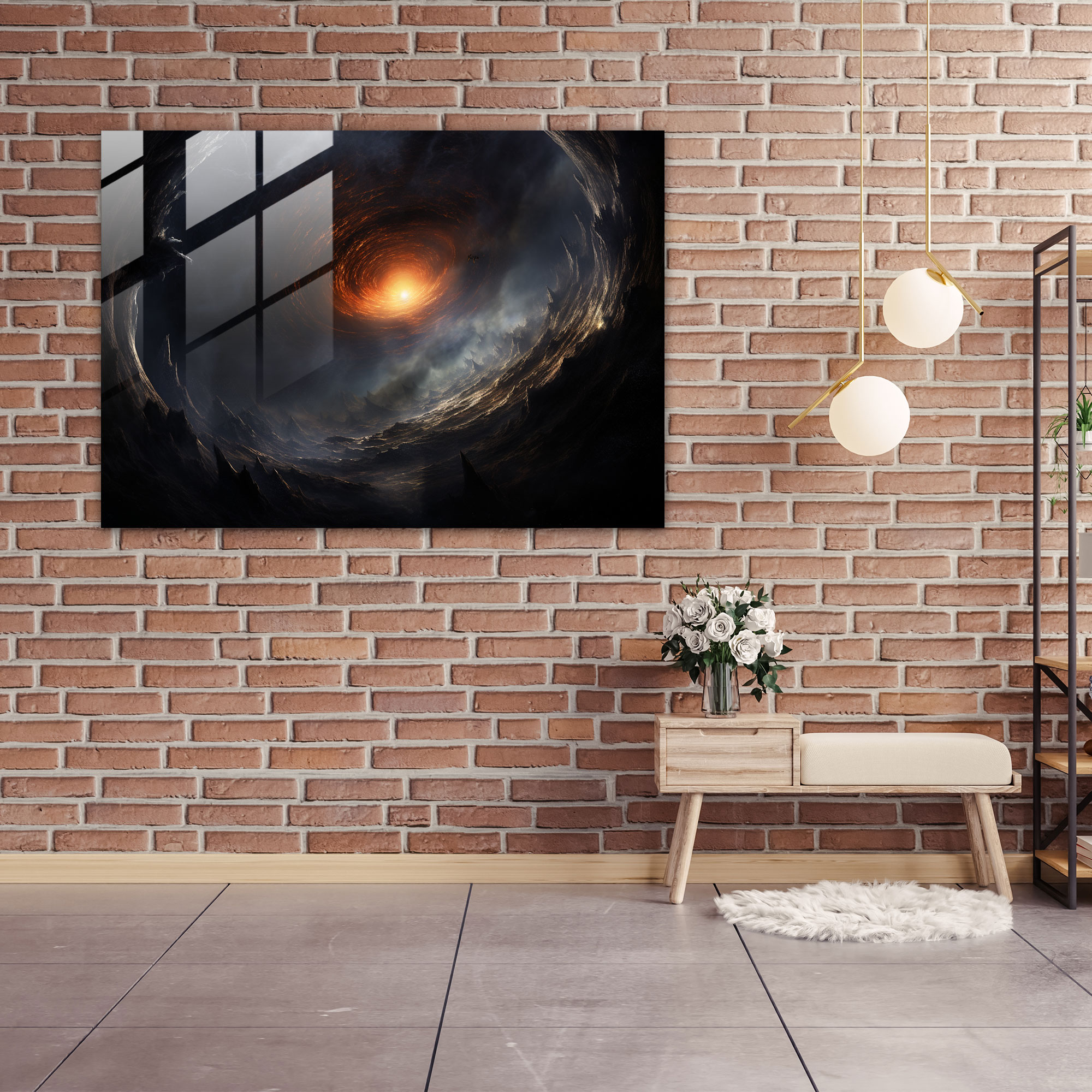 Interstellar Black Hole Glass Print - Earth, Vivid Colors, Modern Art, Glass Wall Art