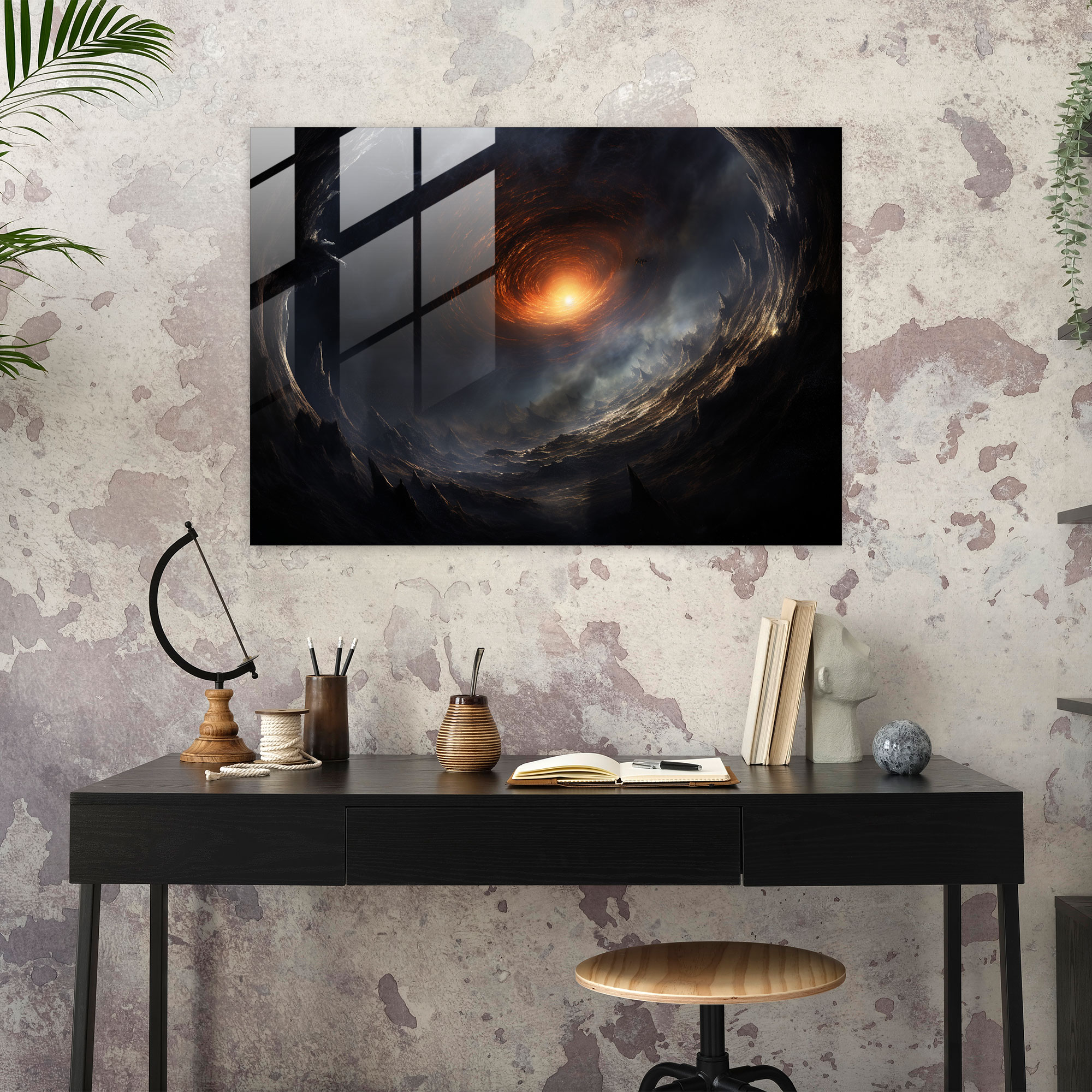Interstellar Black Hole Glass Print - Earth, Vivid Colors, Modern Art, Glass Wall Art