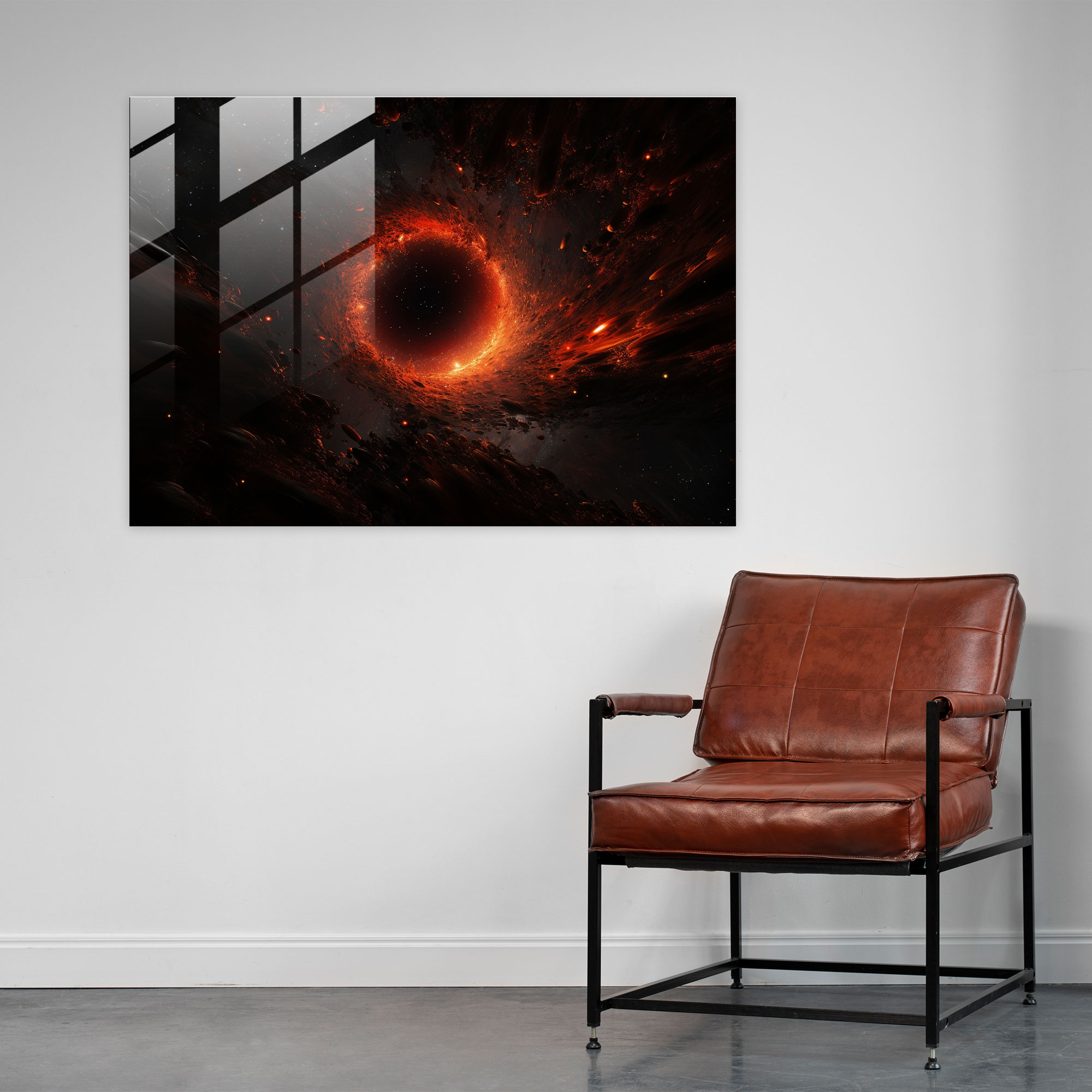 Singularity Glass Print - Earth, Subtle Textures, Wall Decoration, Black Hole