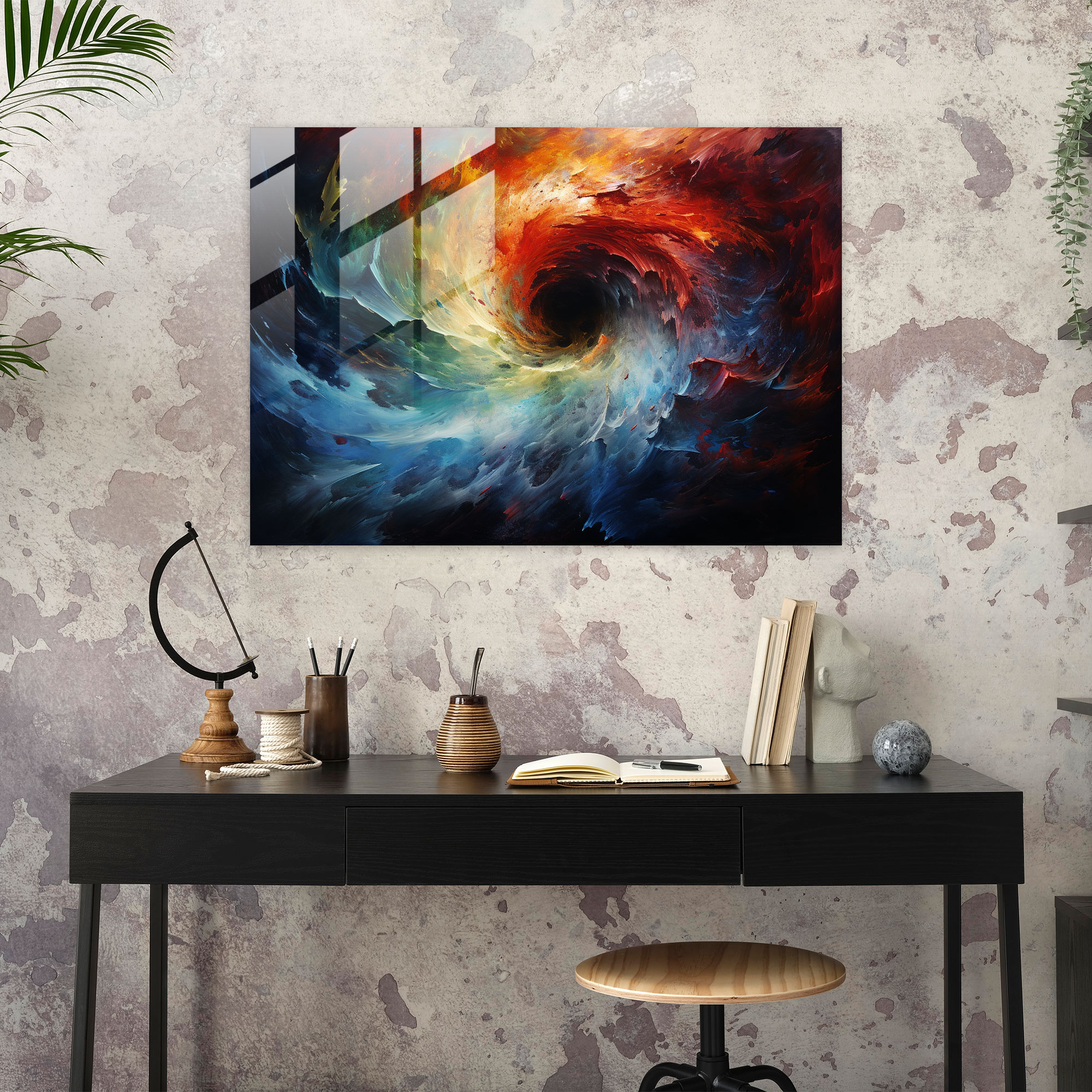 Black Hole Glass Print - Earth, Swirling Vortex, Hyperealistic, Glass Wall Art