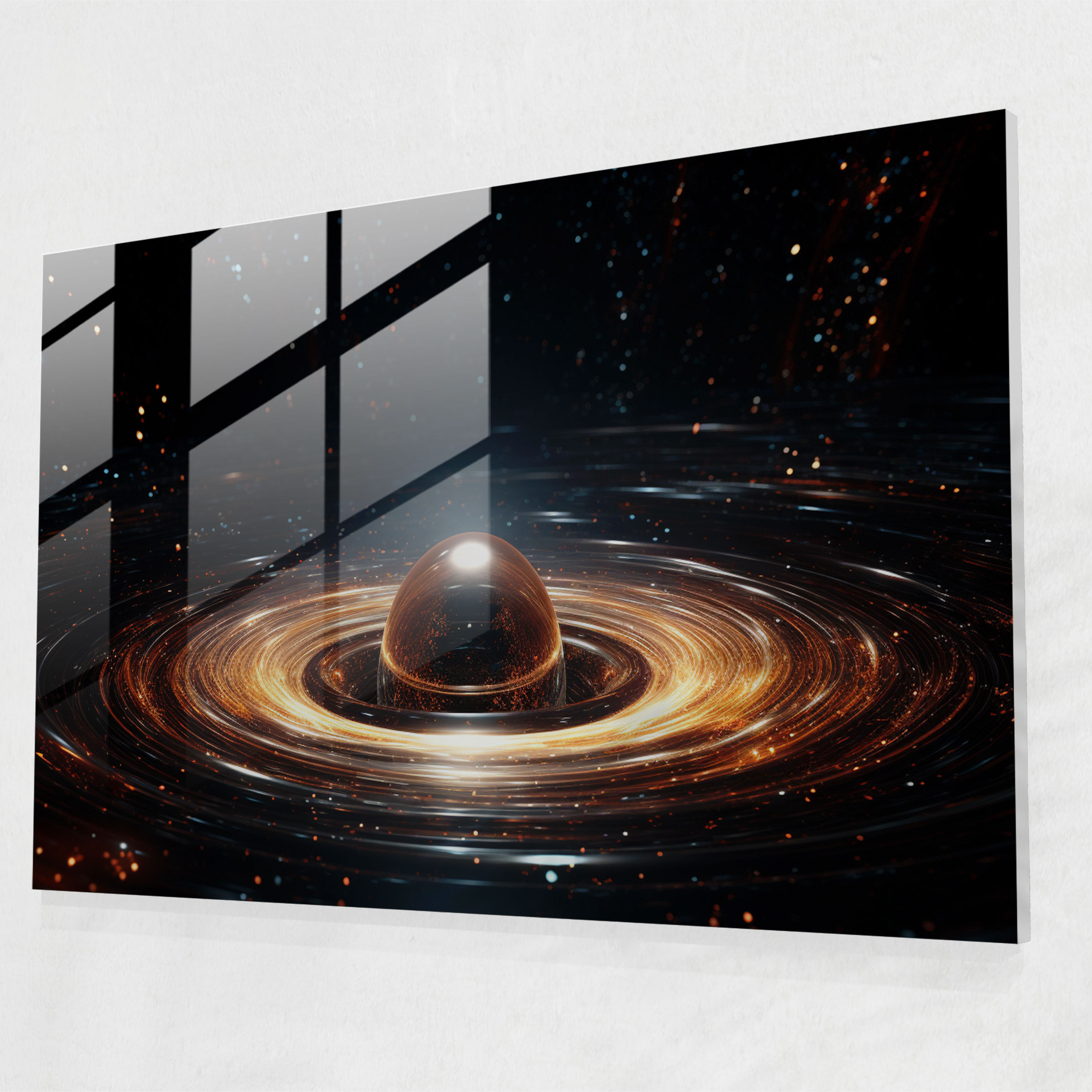 Cosmic Black Hole Glass Print - Earth, Glass Wall Art, Cosmic Elements, Glass Art
