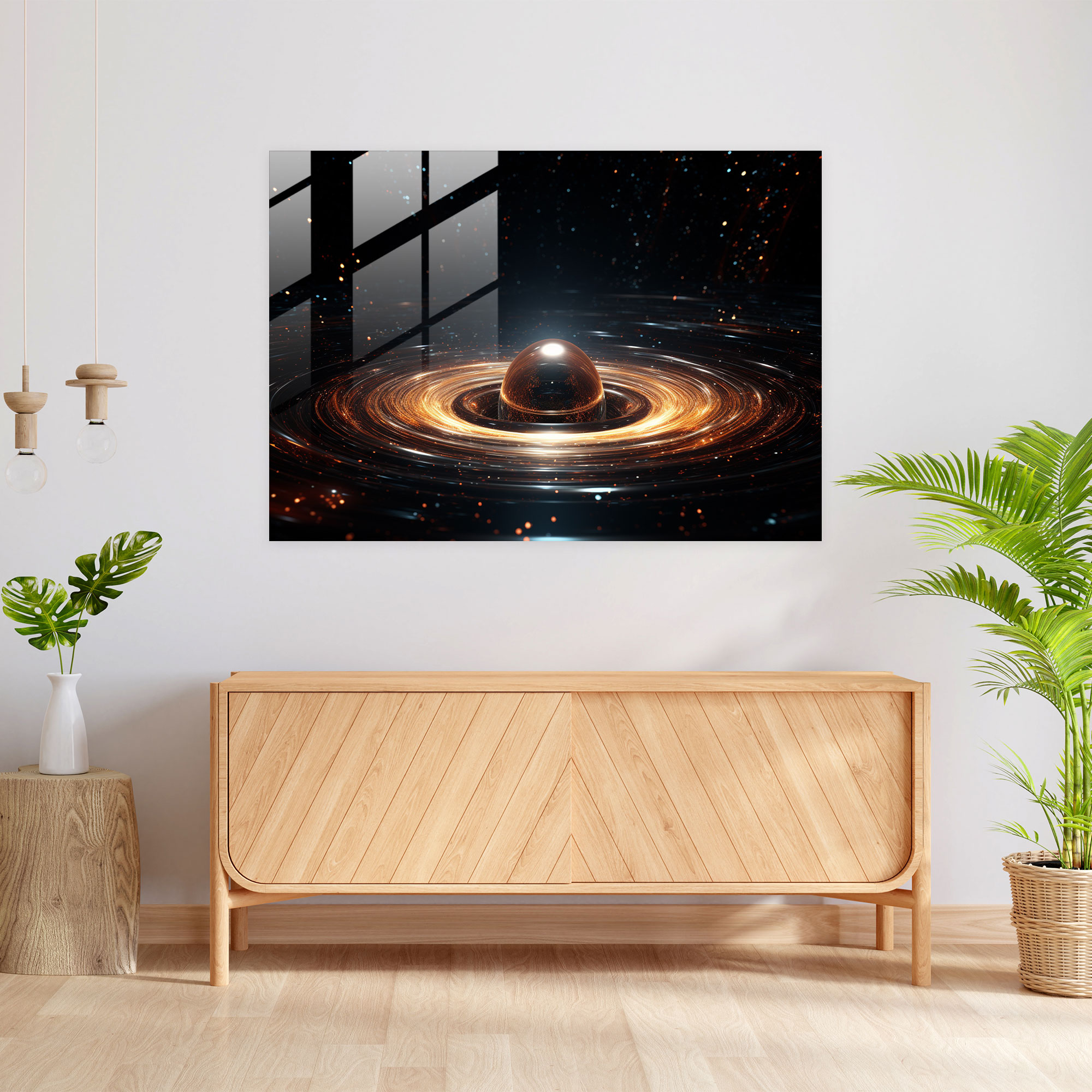 Cosmic Black Hole Glass Print - Earth, Glass Wall Art, Cosmic Elements, Glass Art