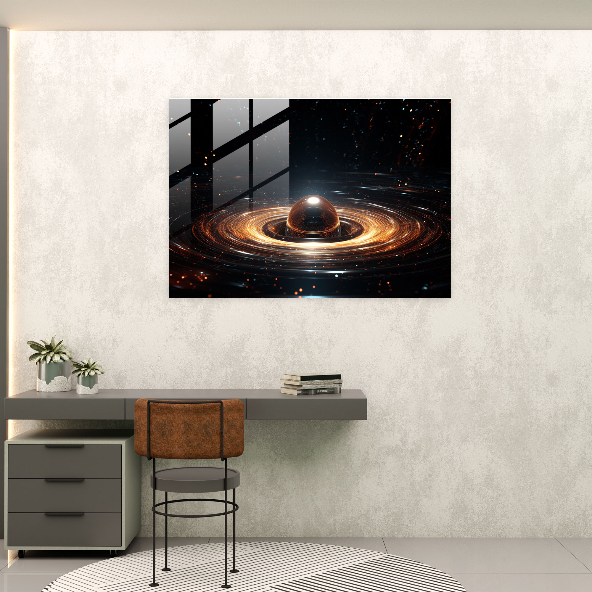 Cosmic Black Hole Glass Print - Earth, Glass Wall Art, Cosmic Elements, Glass Art