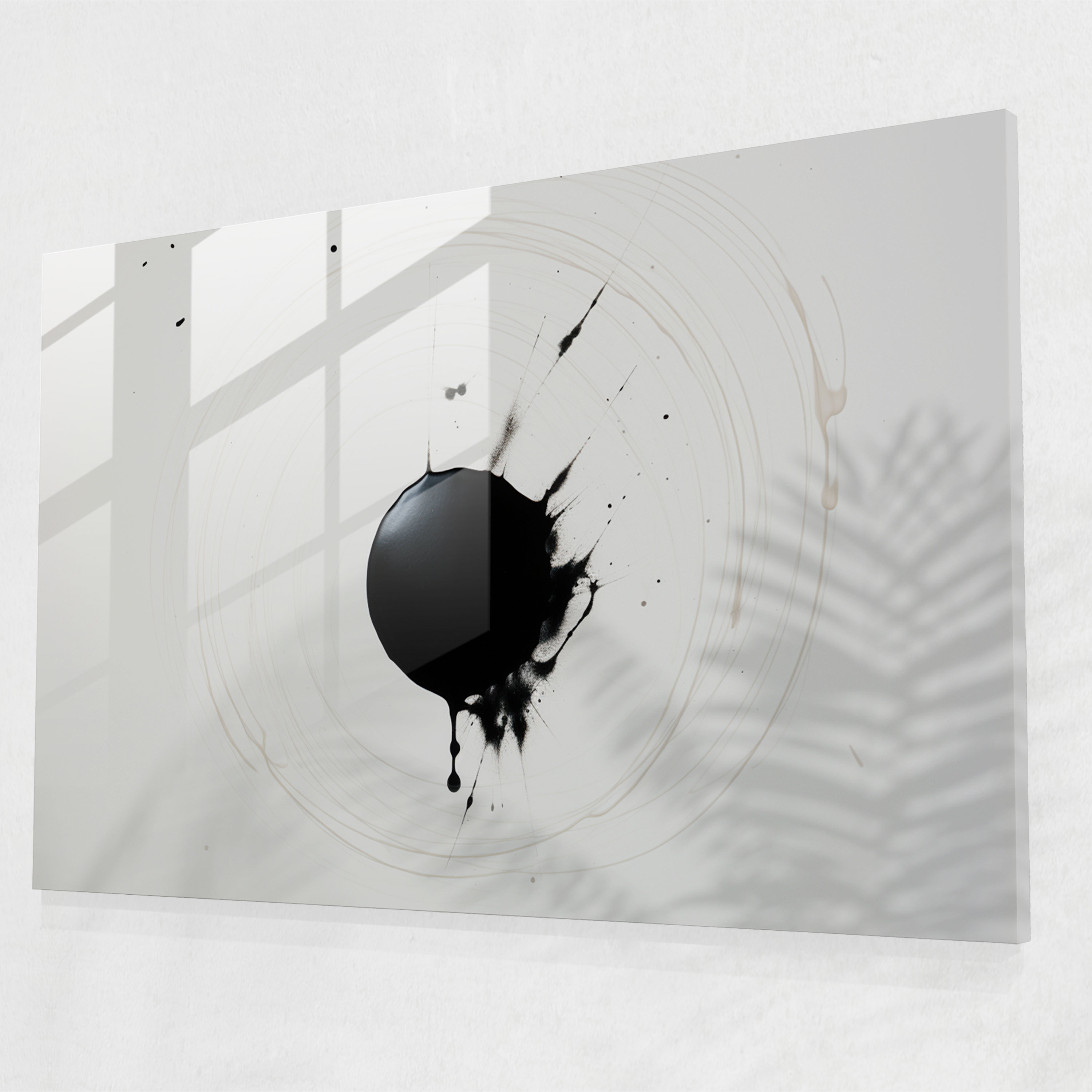 Minimalistic Black Hole Glass Print - Earth, Modern Art, Painting, Glass Art