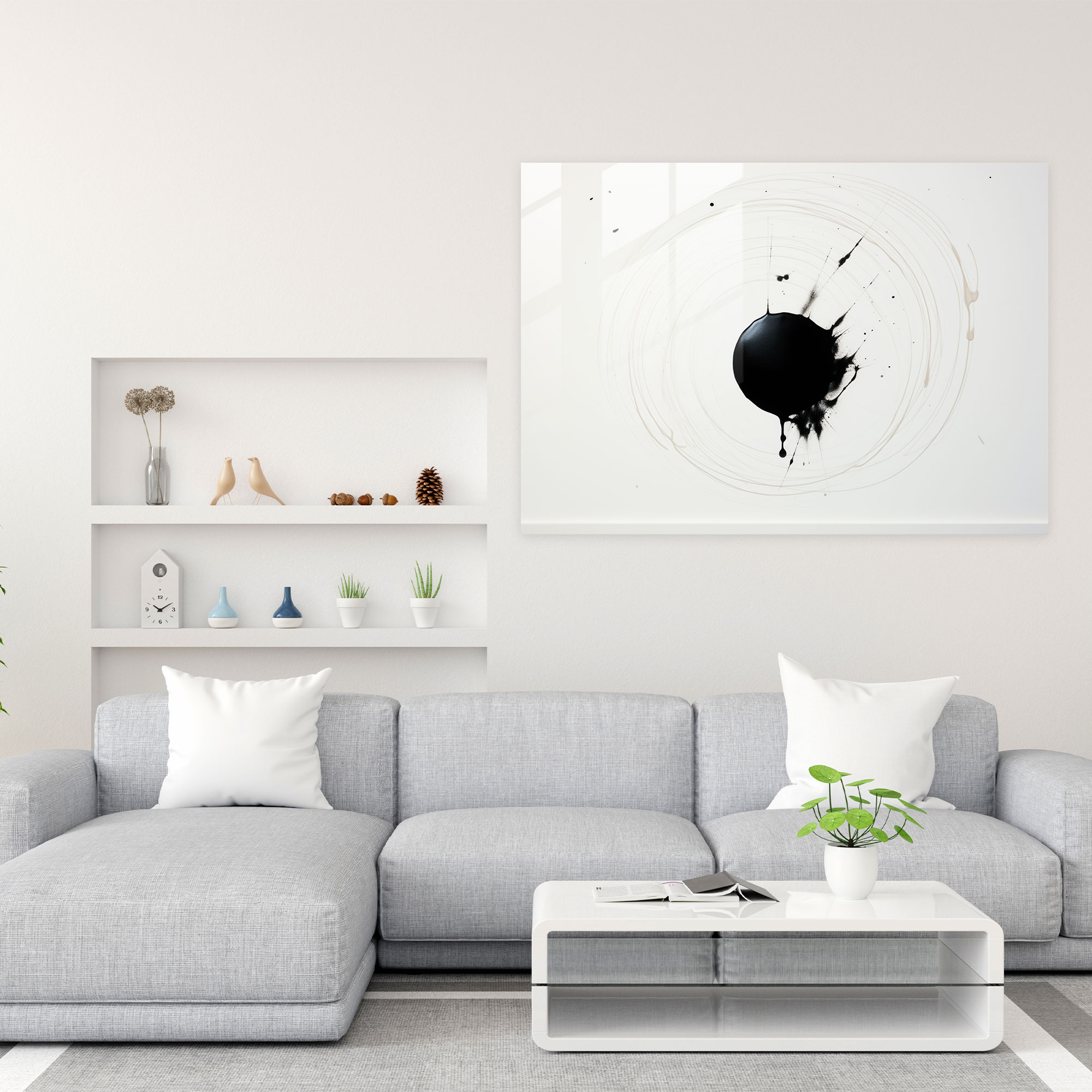 Minimalistic Black Hole Glass Print - Earth, Modern Art, Painting, Glass Art