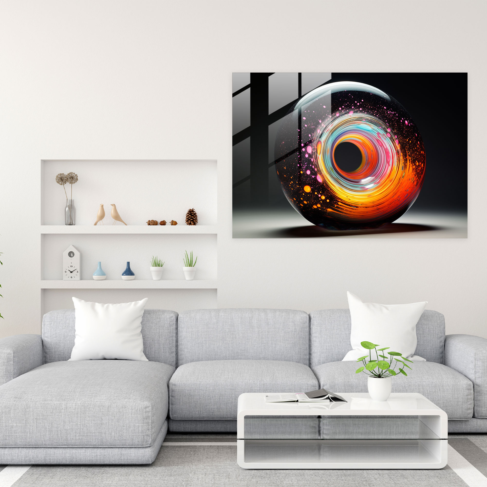 Retro Black Hole Glass Print - Earth, Vintage Twist, Retro-Themed, Glass Wall Art