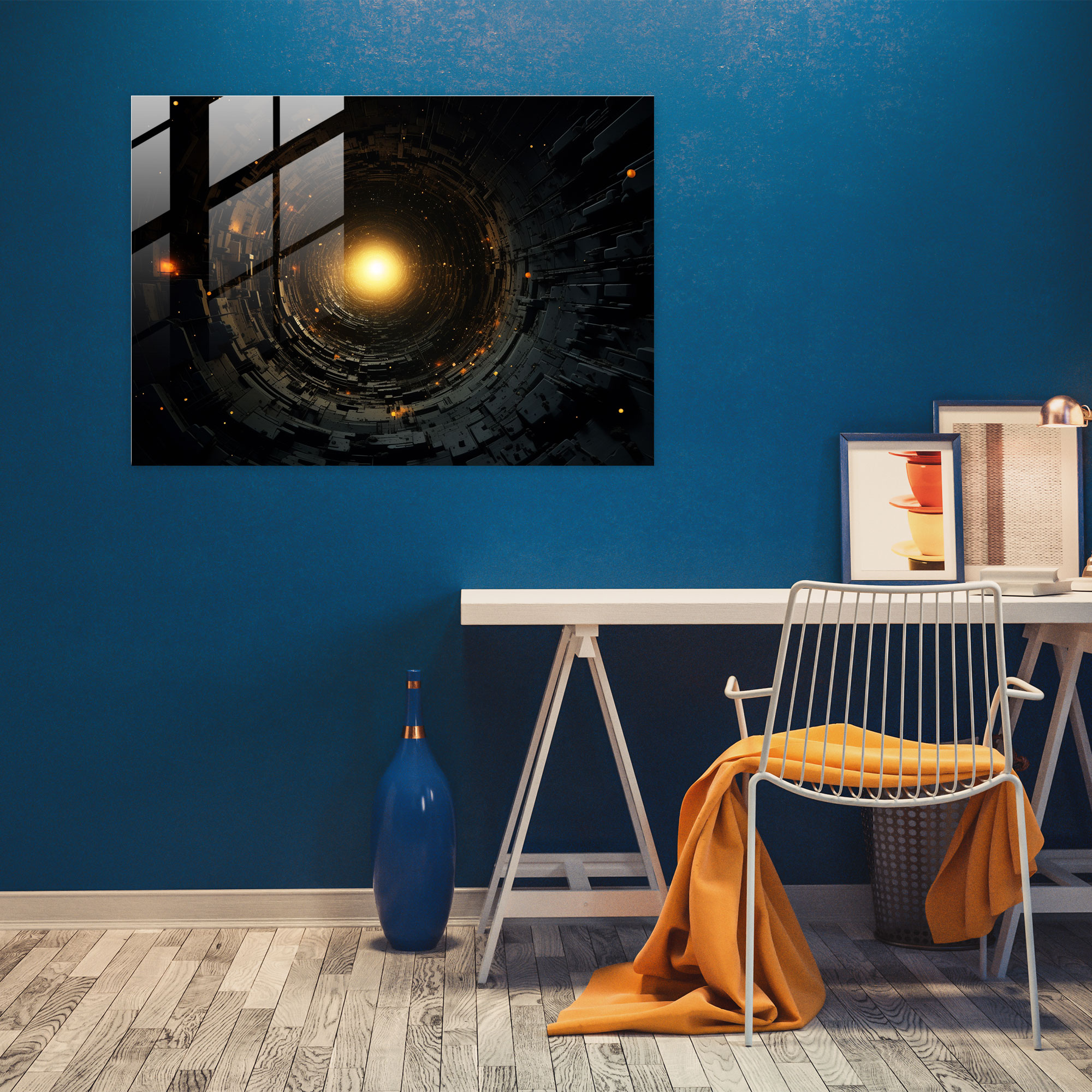 Fractal Black Hole Glass Print - Earth, Glass Print, Glass Wall Art, Abstract Fractal