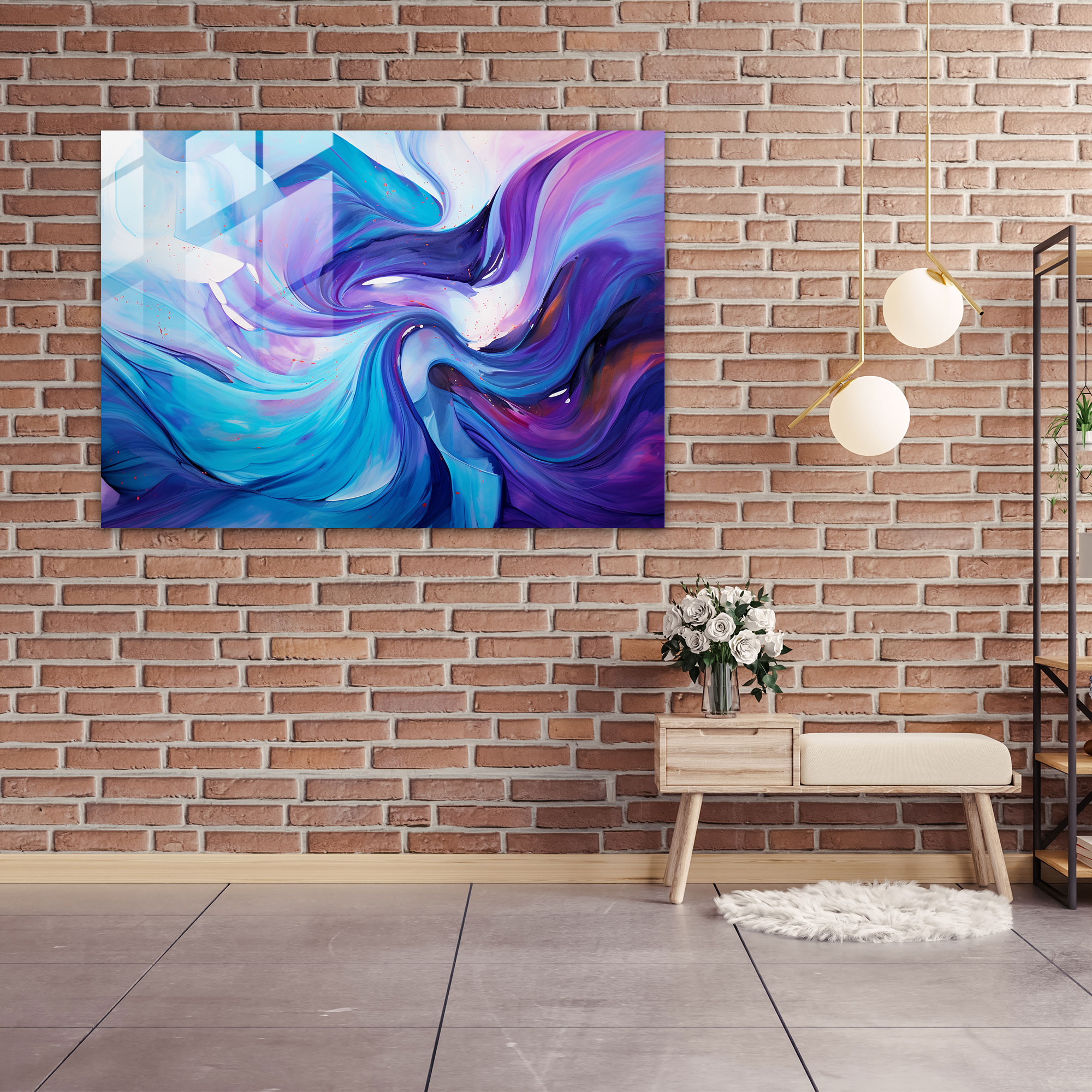 Planets Glass Print - Earth, Blue, Colorful, Abstract Painting